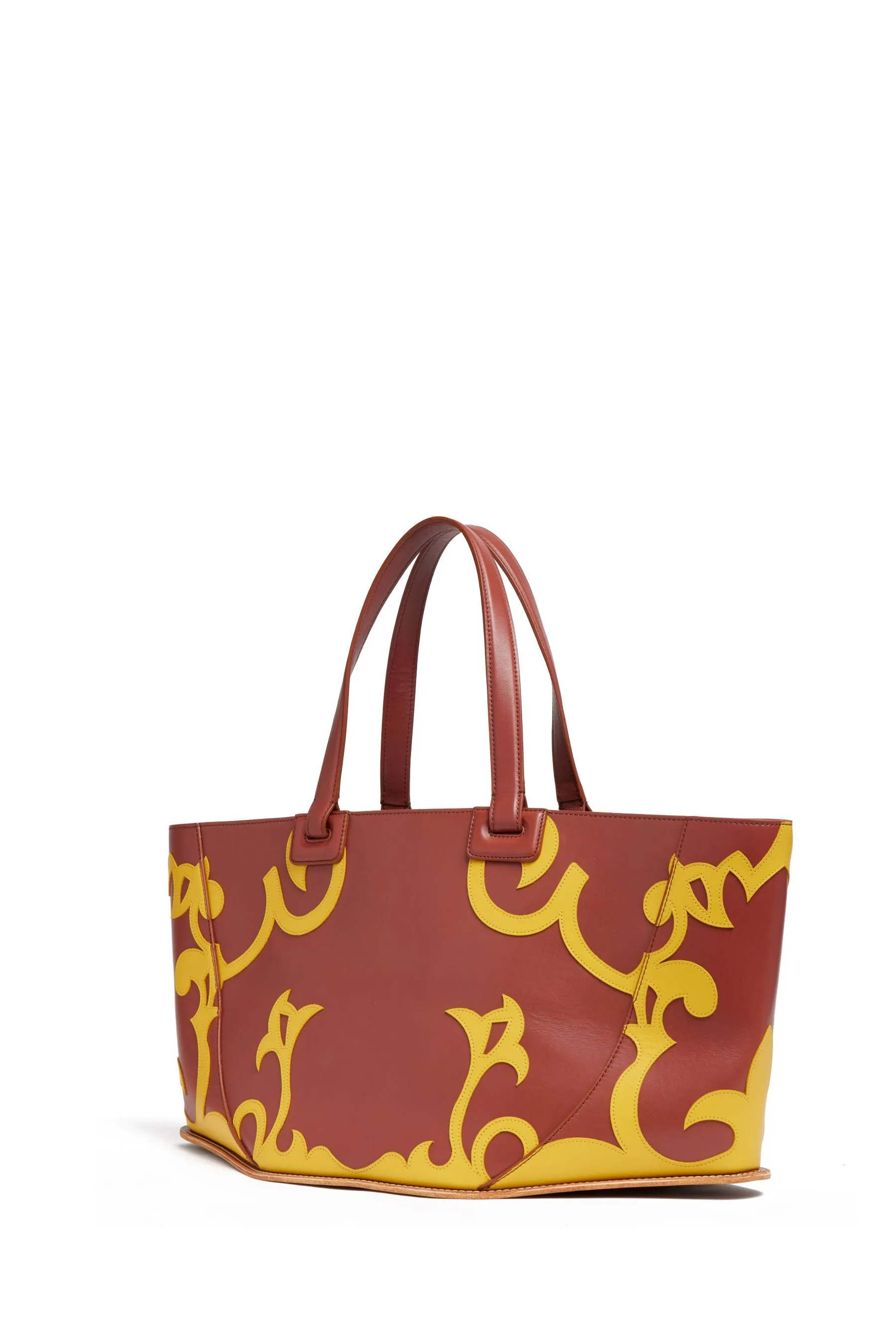 Coyote Western Tote Bag in Rust & Yellow Leather