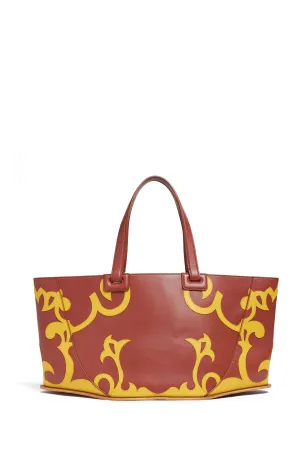 Coyote Western Tote Bag in Rust & Yellow Leather