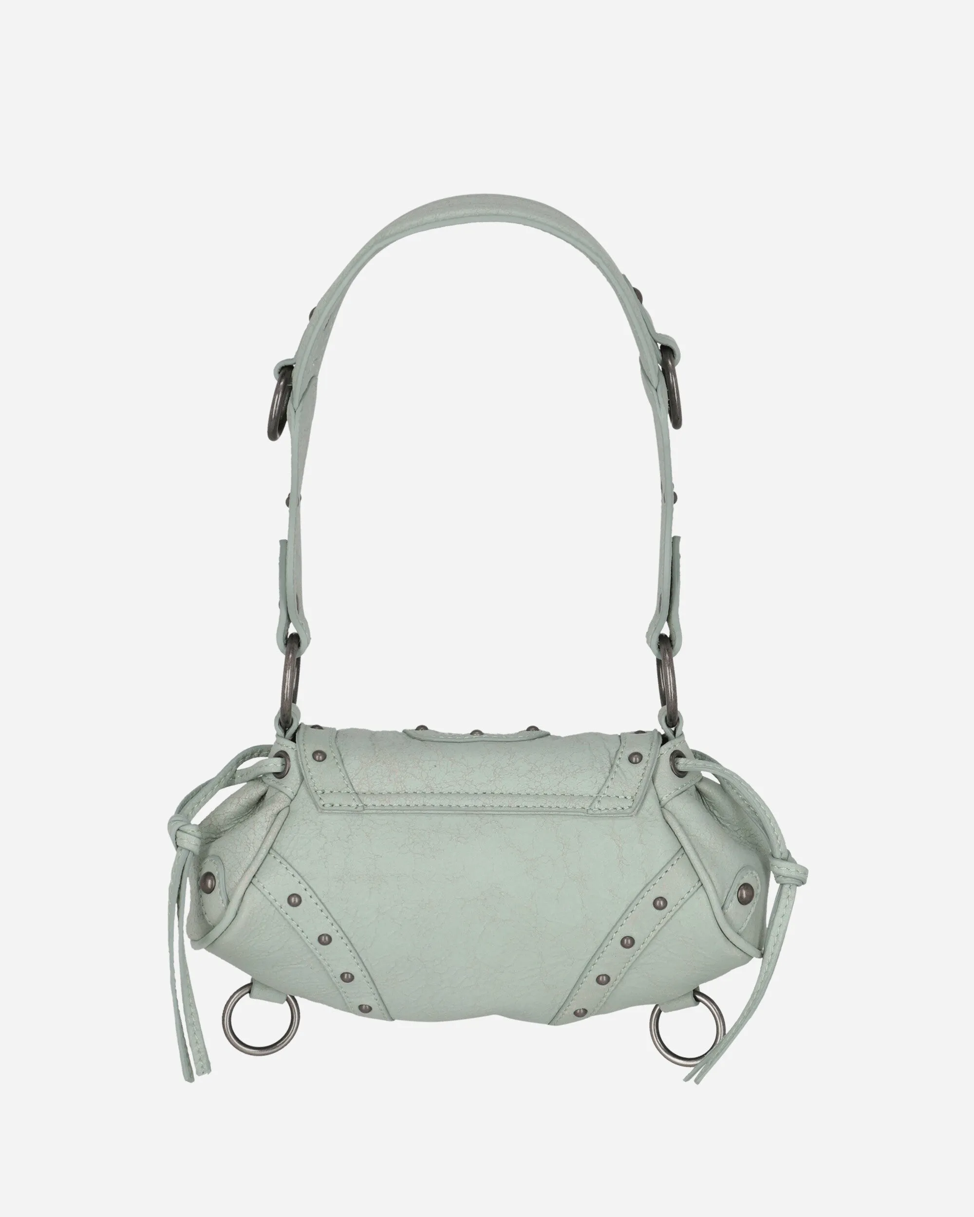 Crackled Leather Shoulder Bag Milkshake Mint