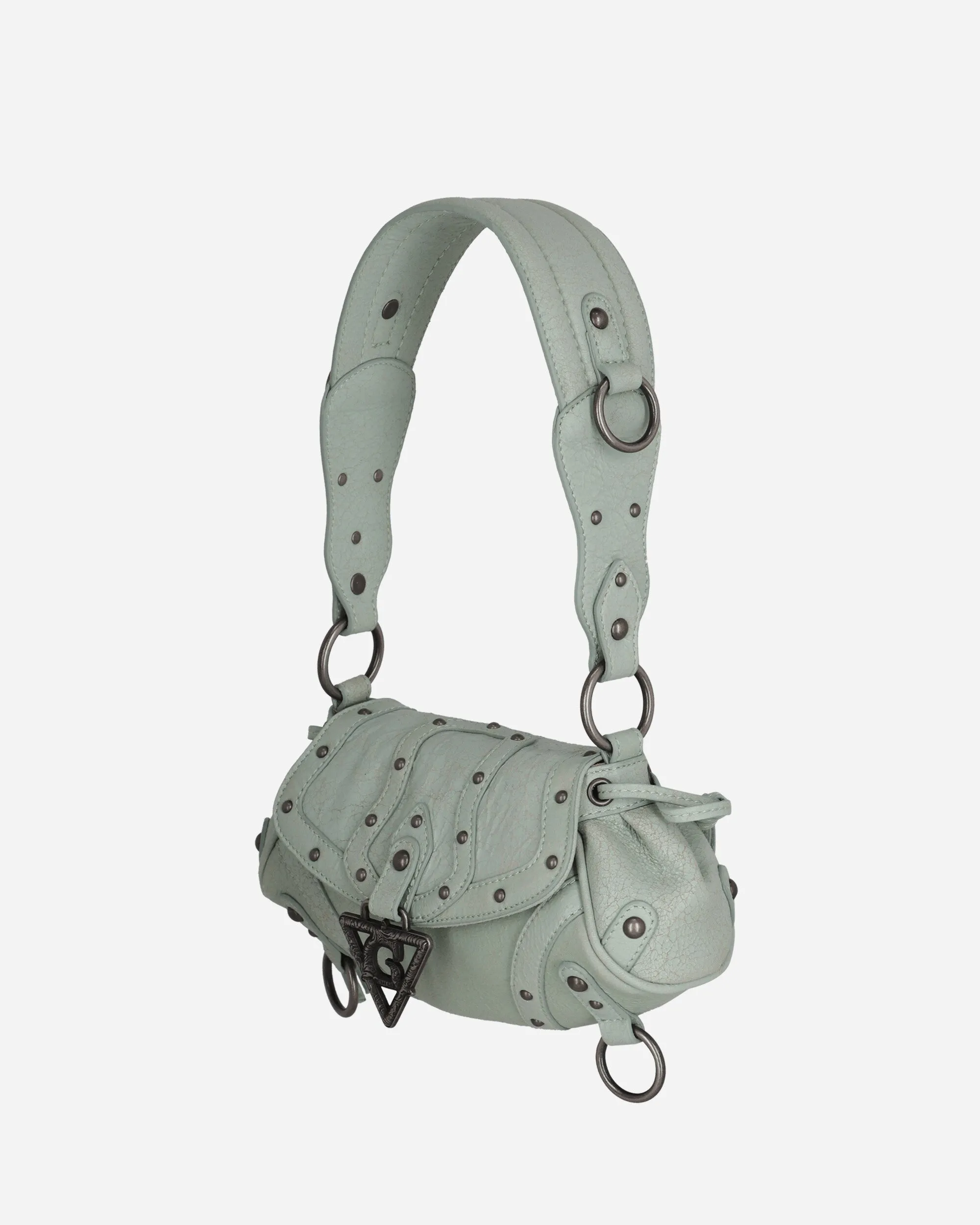 Crackled Leather Shoulder Bag Milkshake Mint