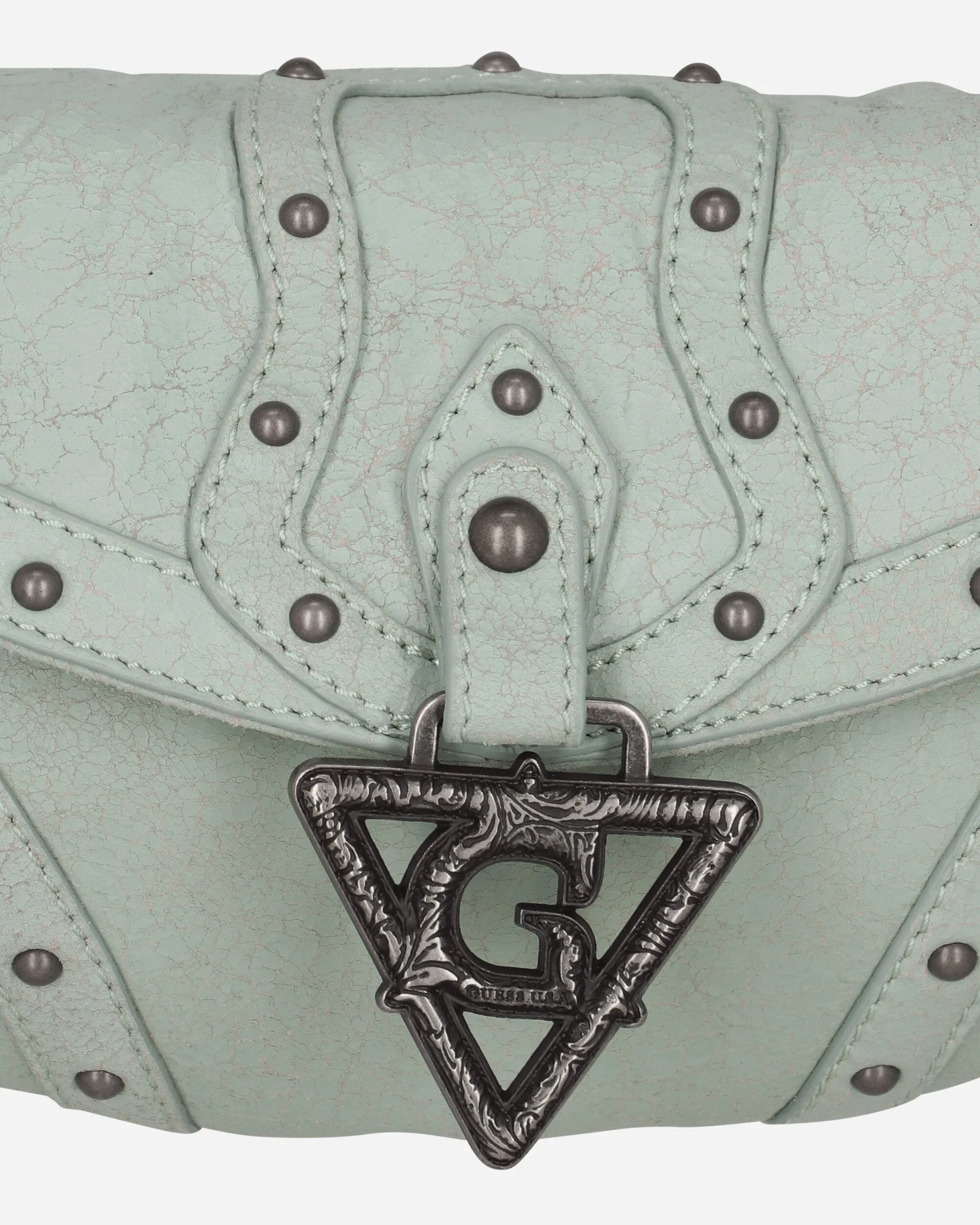 Crackled Leather Shoulder Bag Milkshake Mint