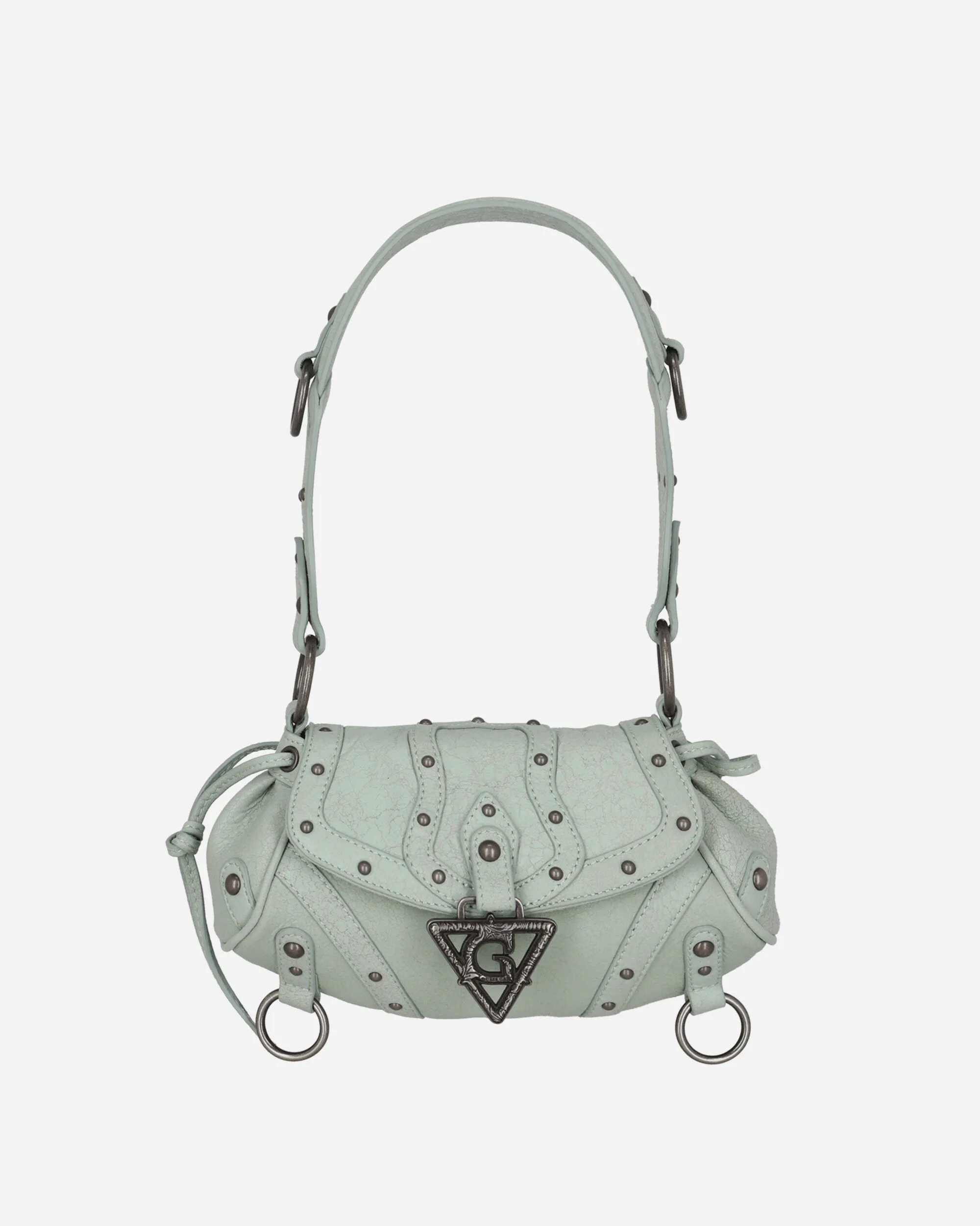 Crackled Leather Shoulder Bag Milkshake Mint