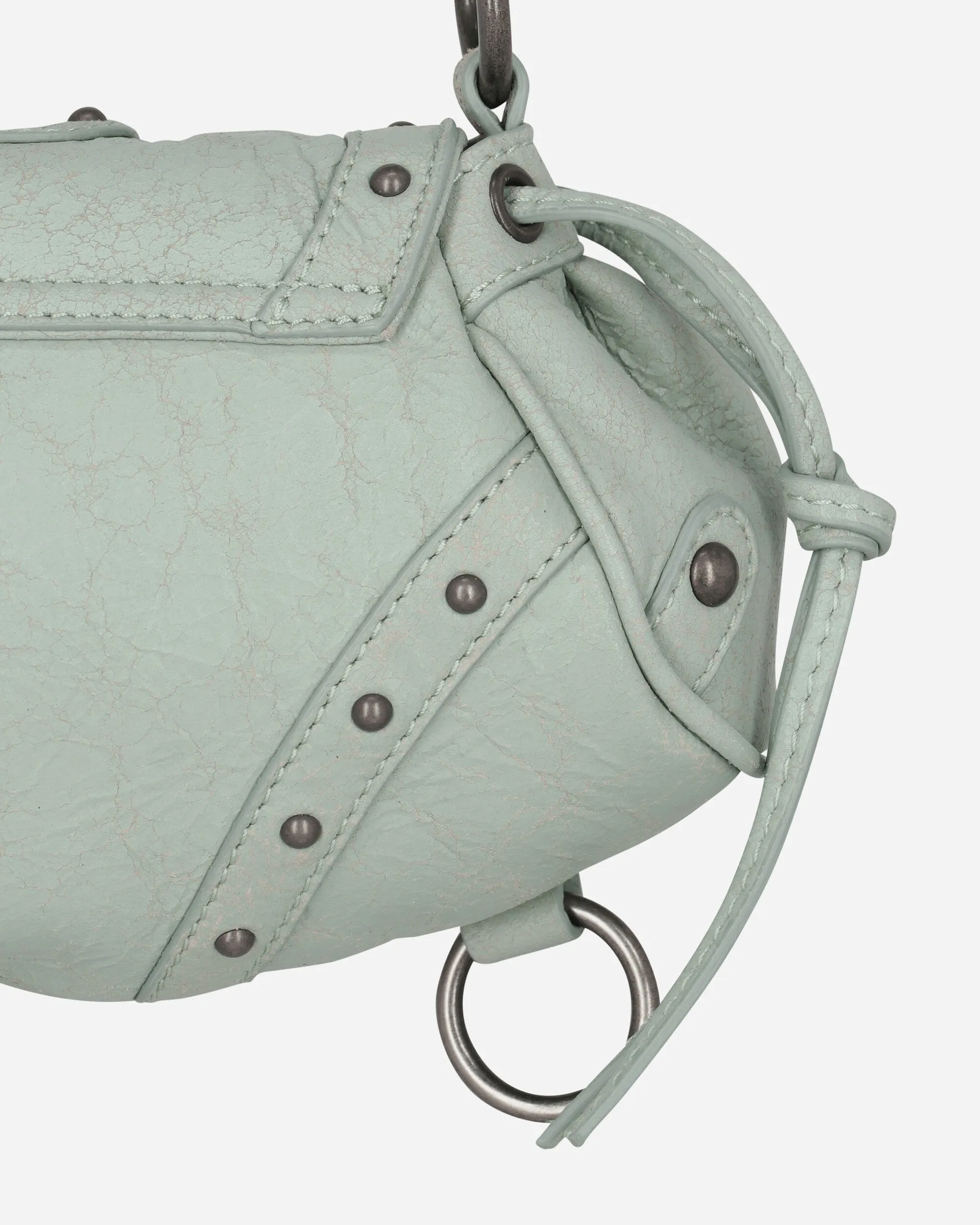 Crackled Leather Shoulder Bag Milkshake Mint