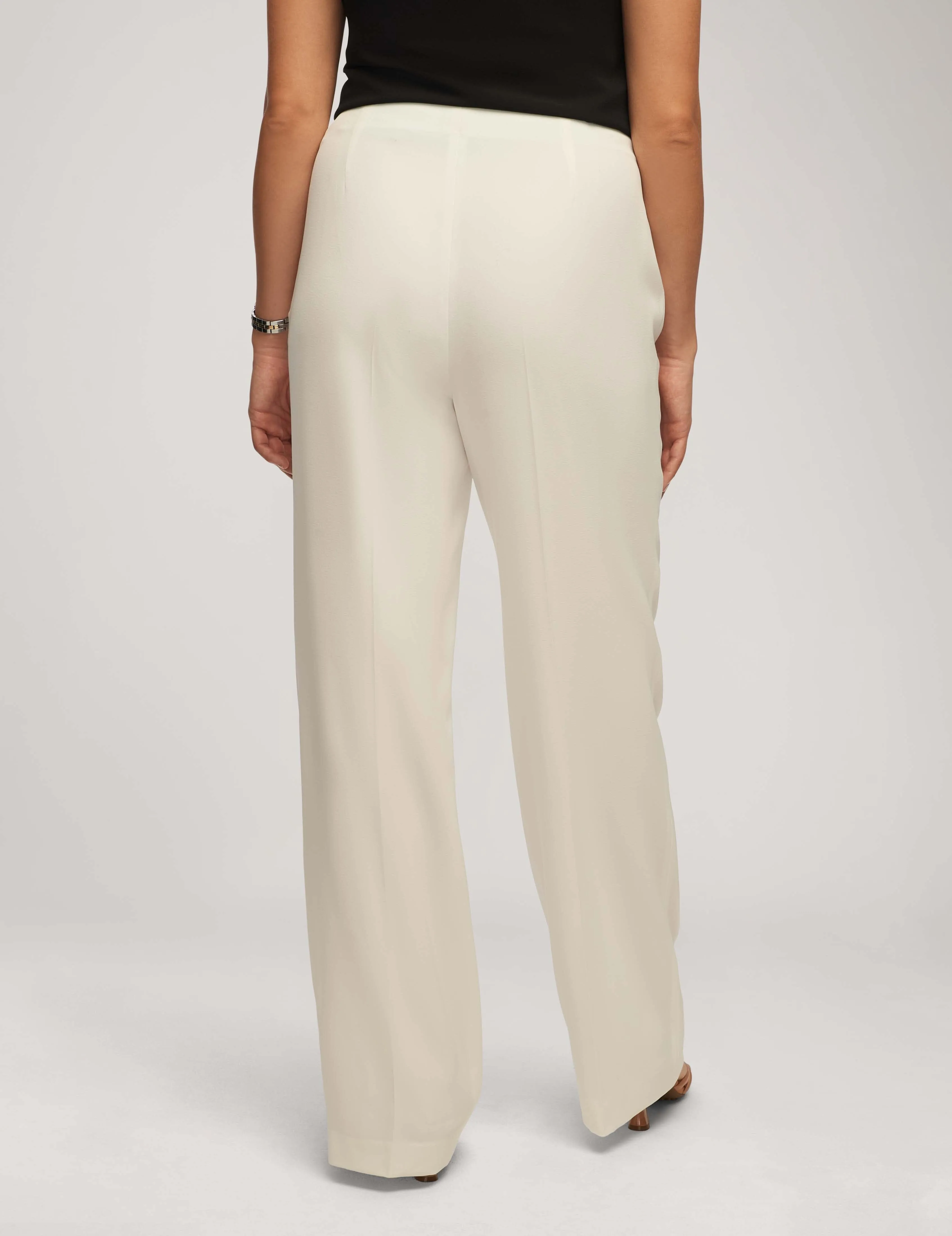 Crepe High Rise Pant With Pleat Wide Leg- Sale