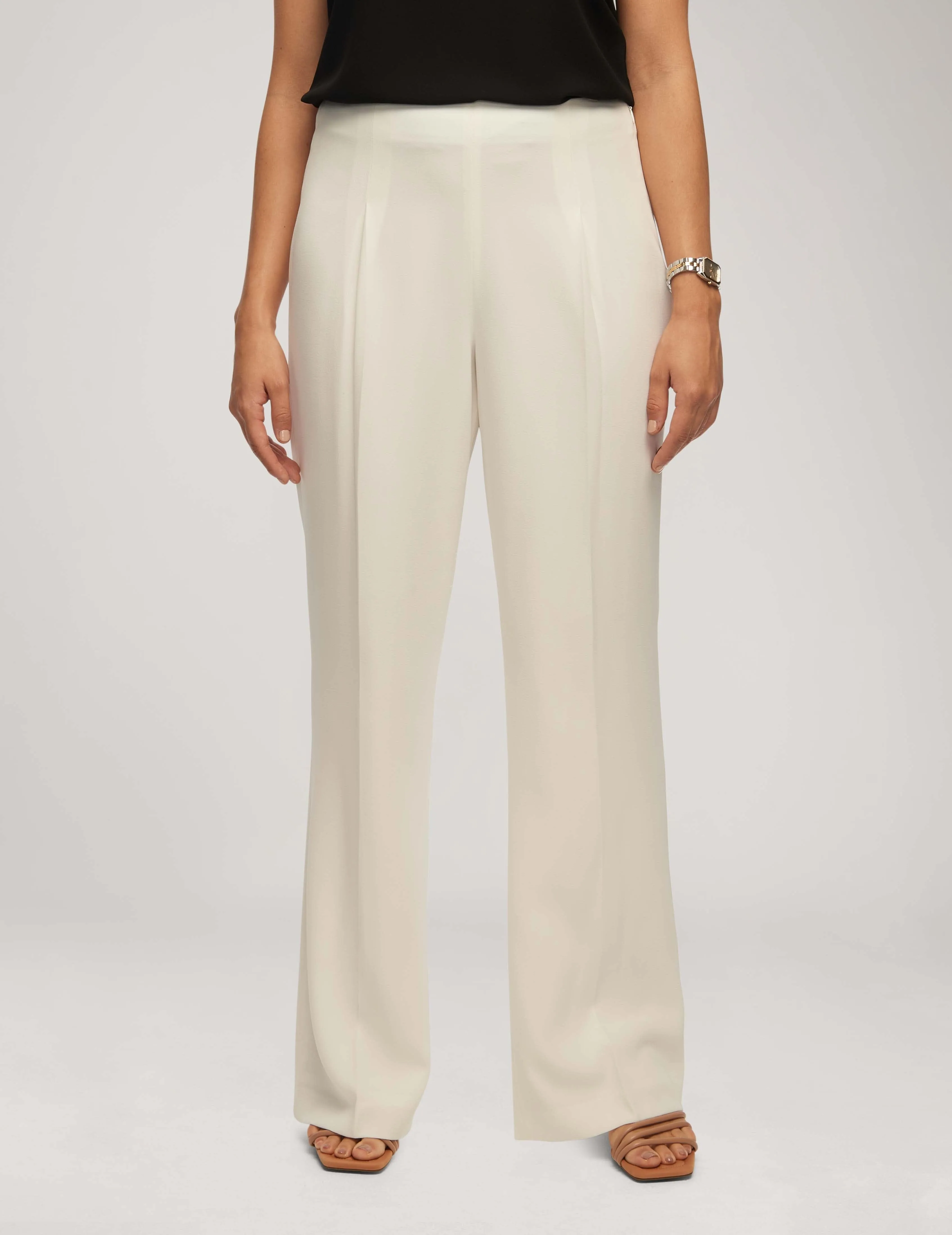 Crepe High Rise Pant With Pleat Wide Leg- Sale