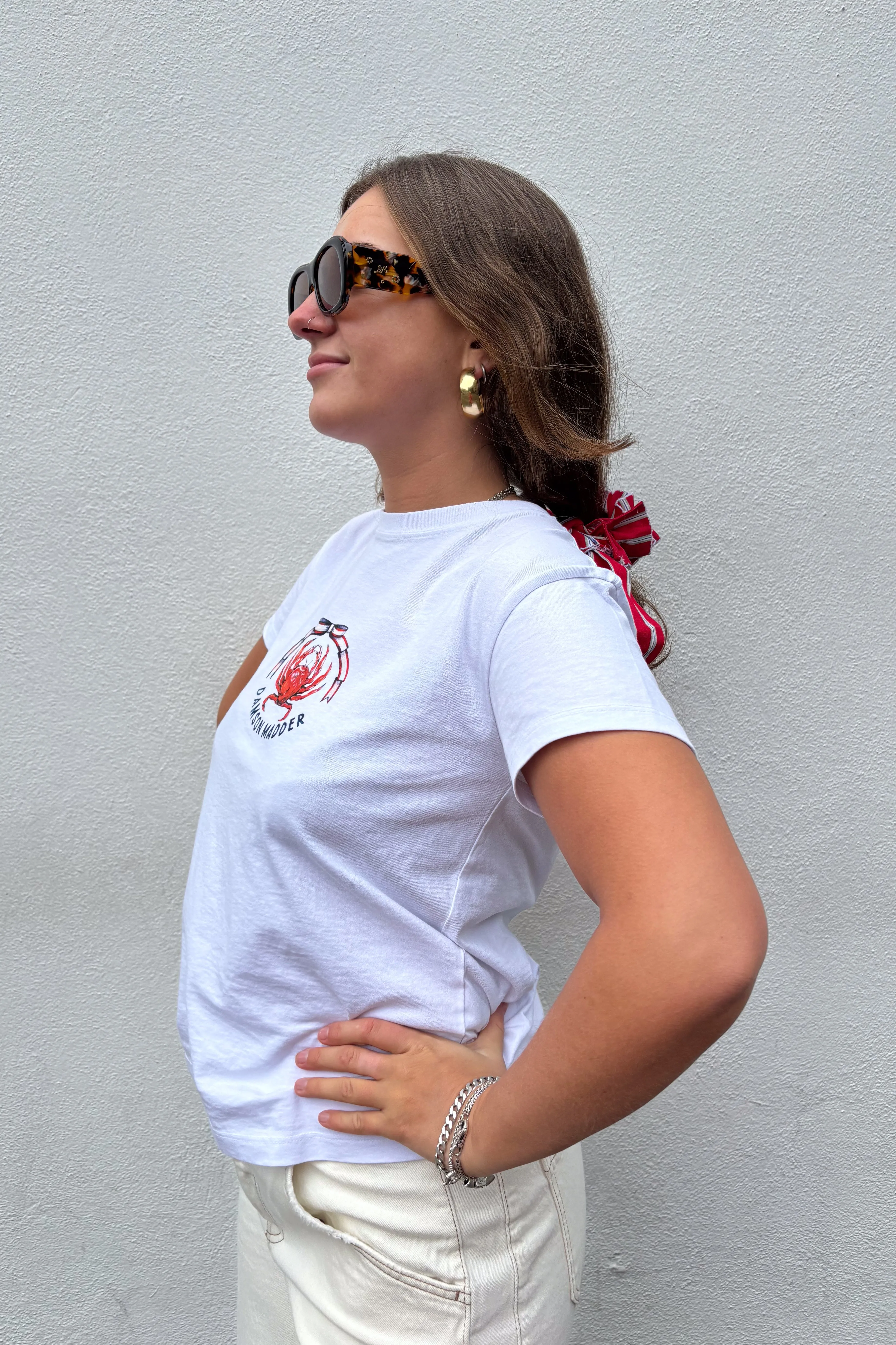 Damson Madder Crabby Bow White Shrunken Tee