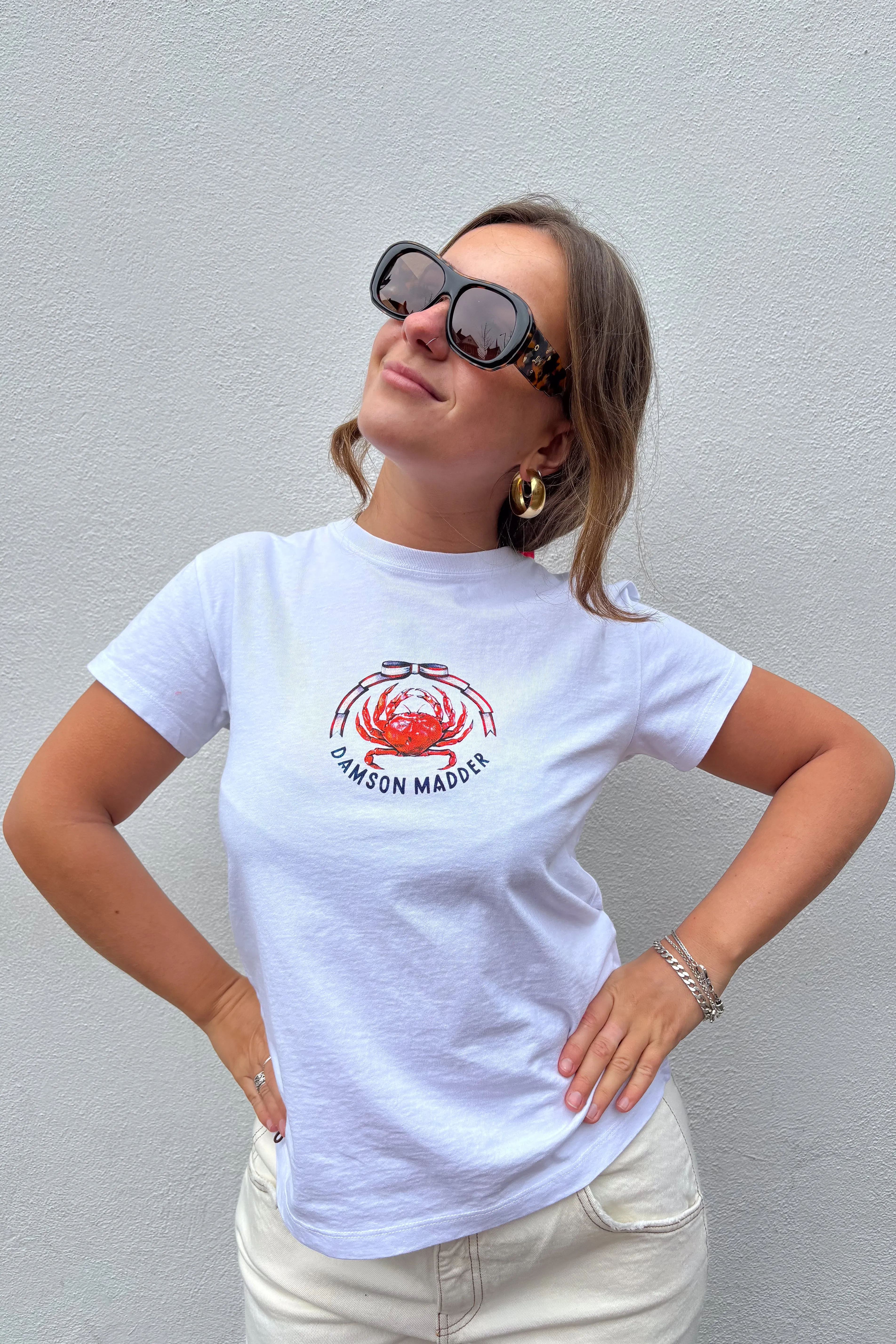 Damson Madder Crabby Bow White Shrunken Tee