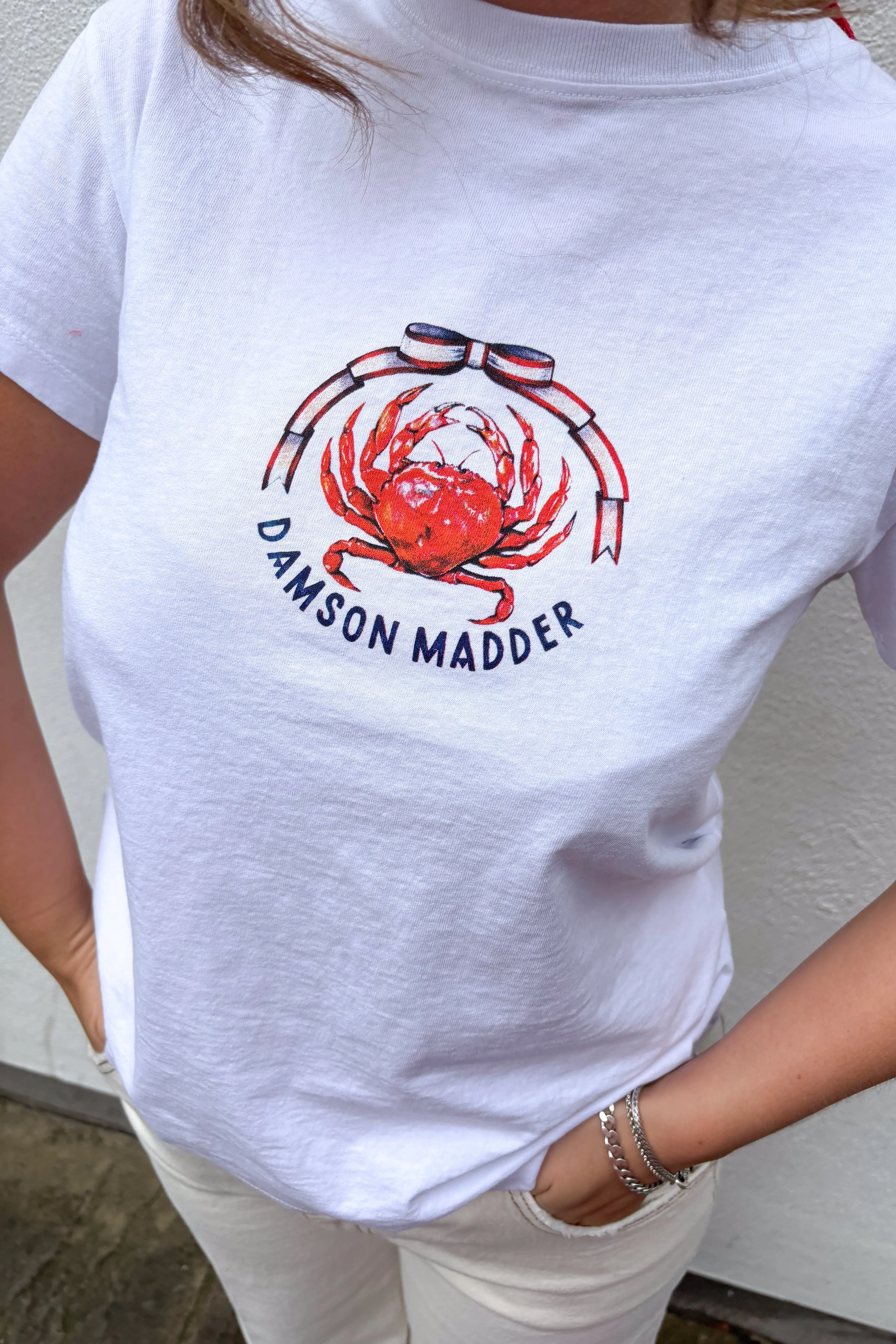 Damson Madder Crabby Bow White Shrunken Tee