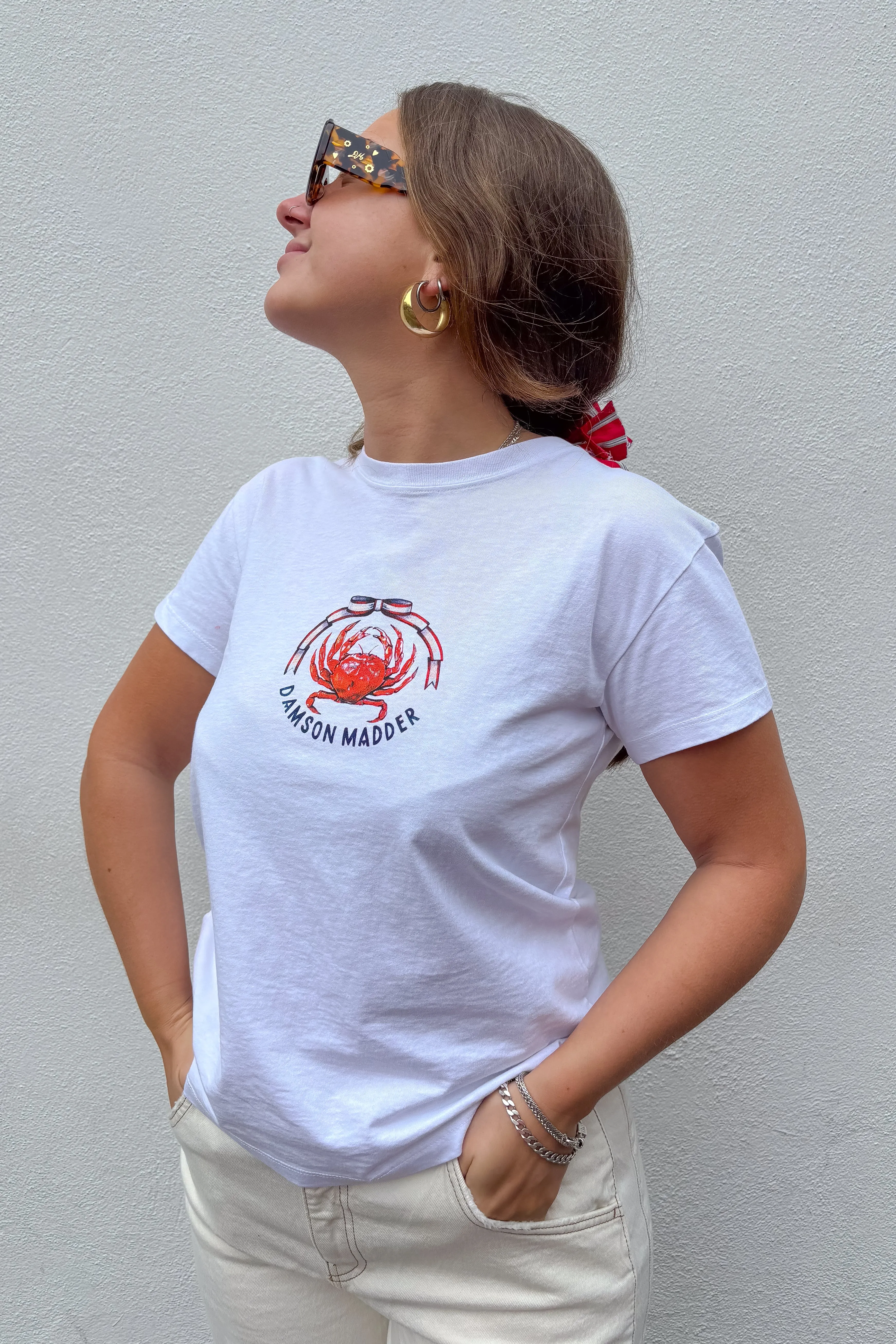 Damson Madder Crabby Bow White Shrunken Tee