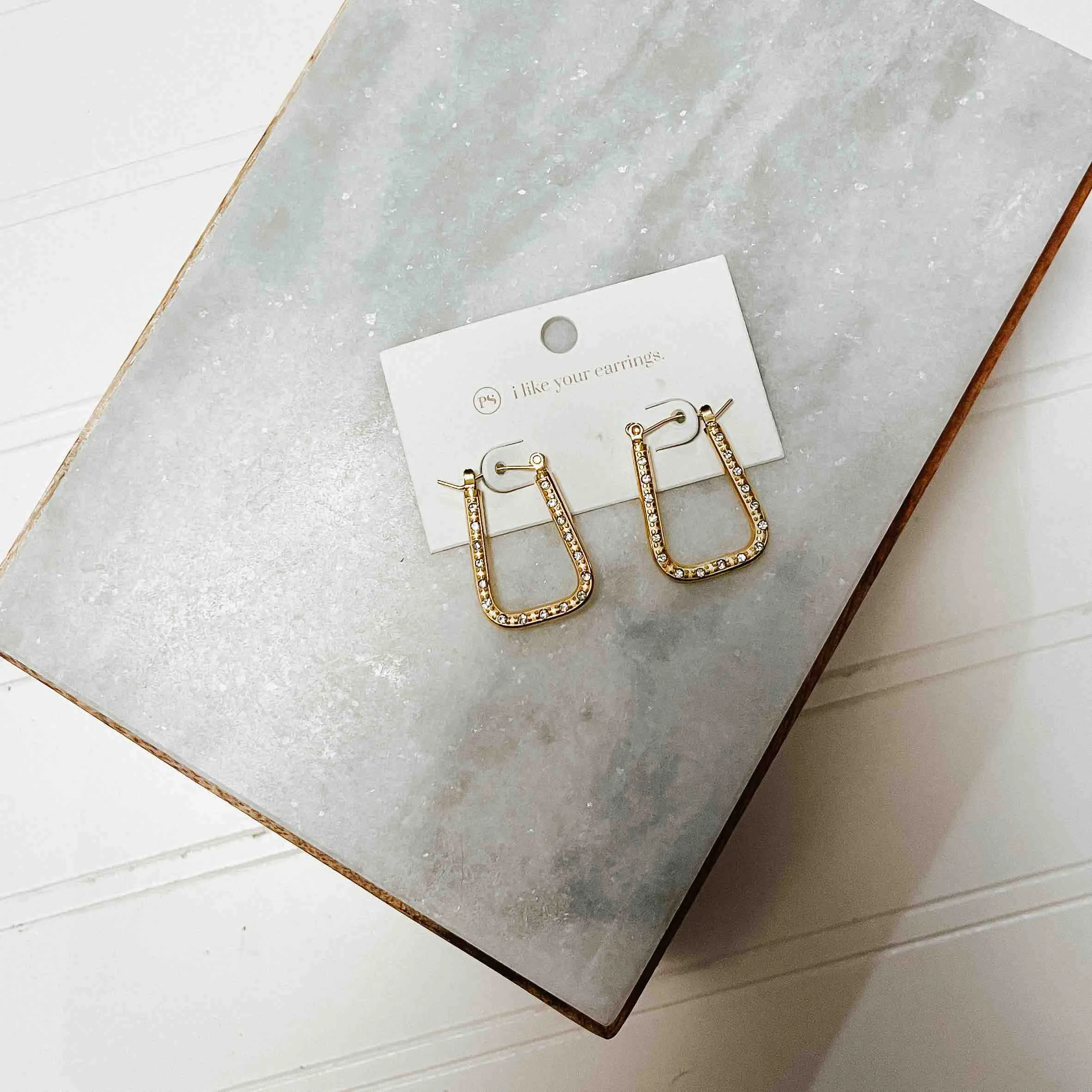 Diamond Square Hoop Earrings *WATERPROOF*