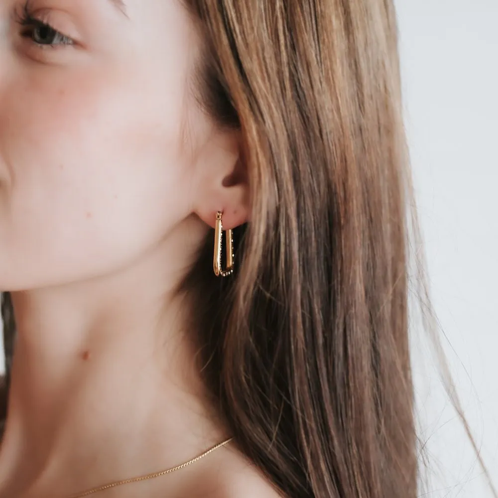 Diamond Square Hoop Earrings *WATERPROOF*