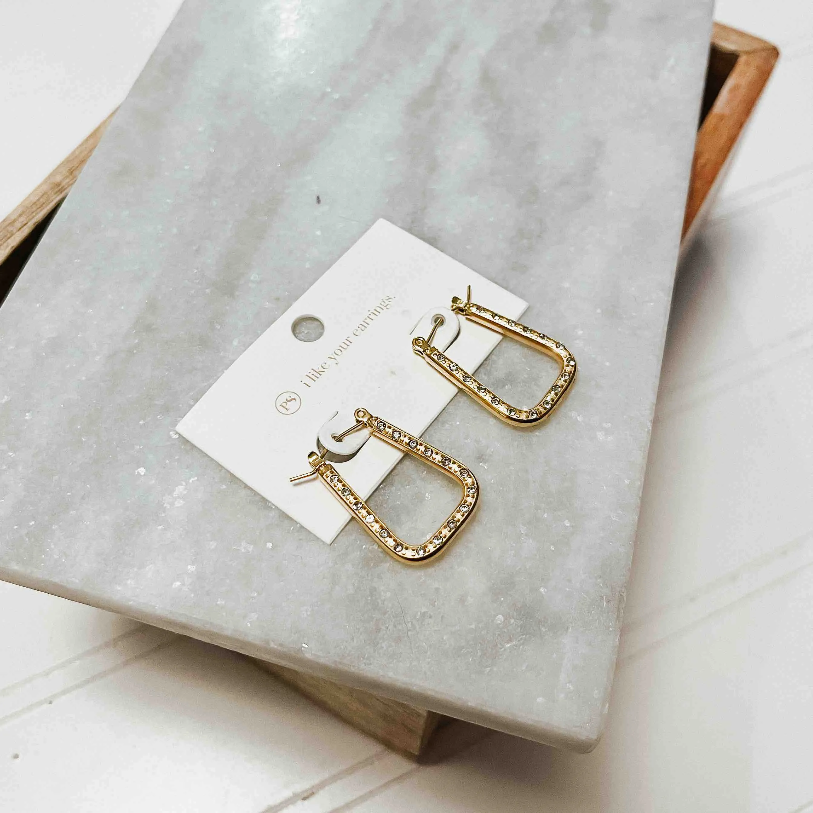 Diamond Square Hoop Earrings *WATERPROOF*