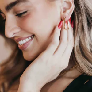 Diamond Square Hoop Earrings *WATERPROOF*