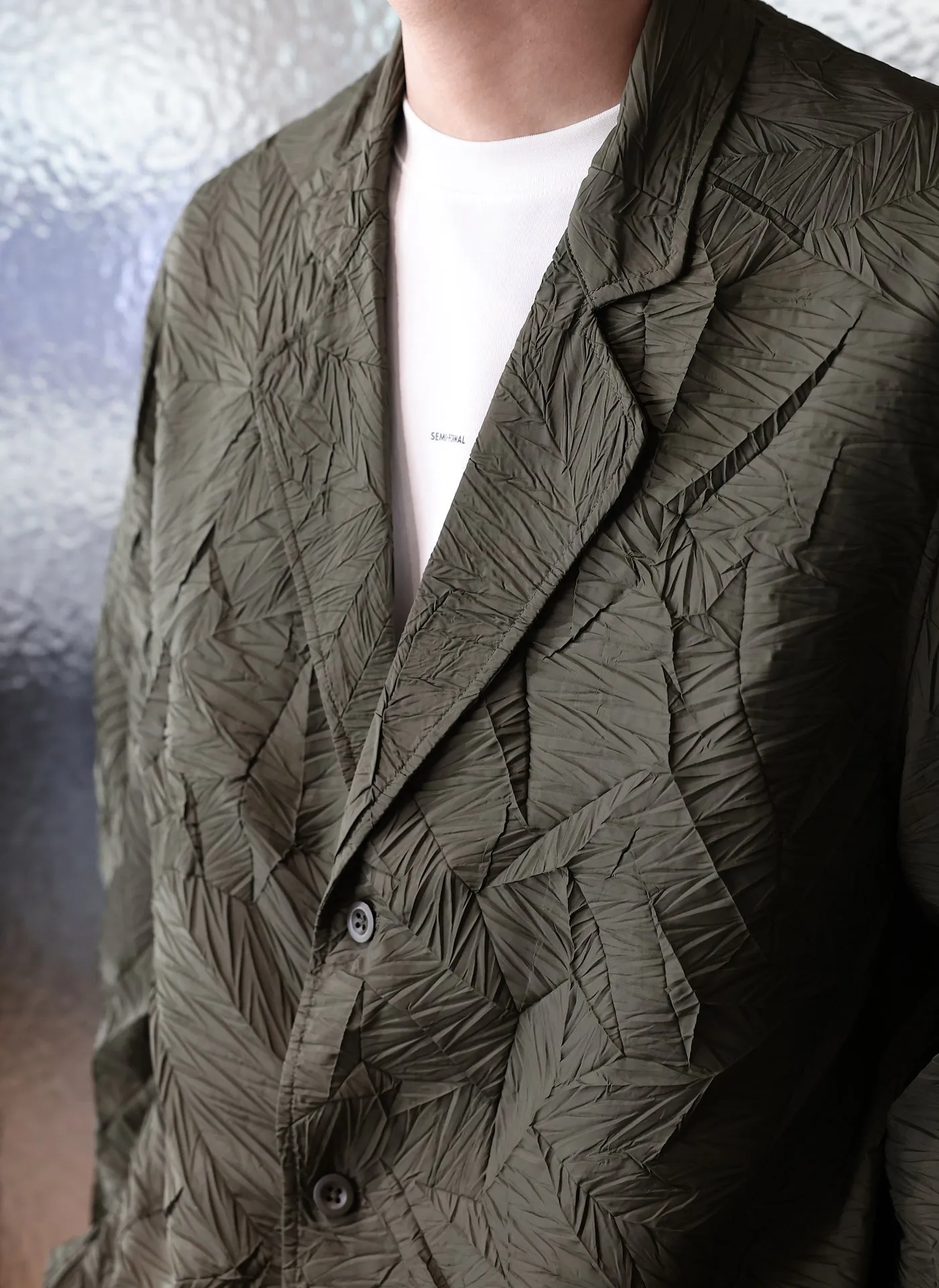 Distort Pleats Polyester Soft Single Breasted Blazer