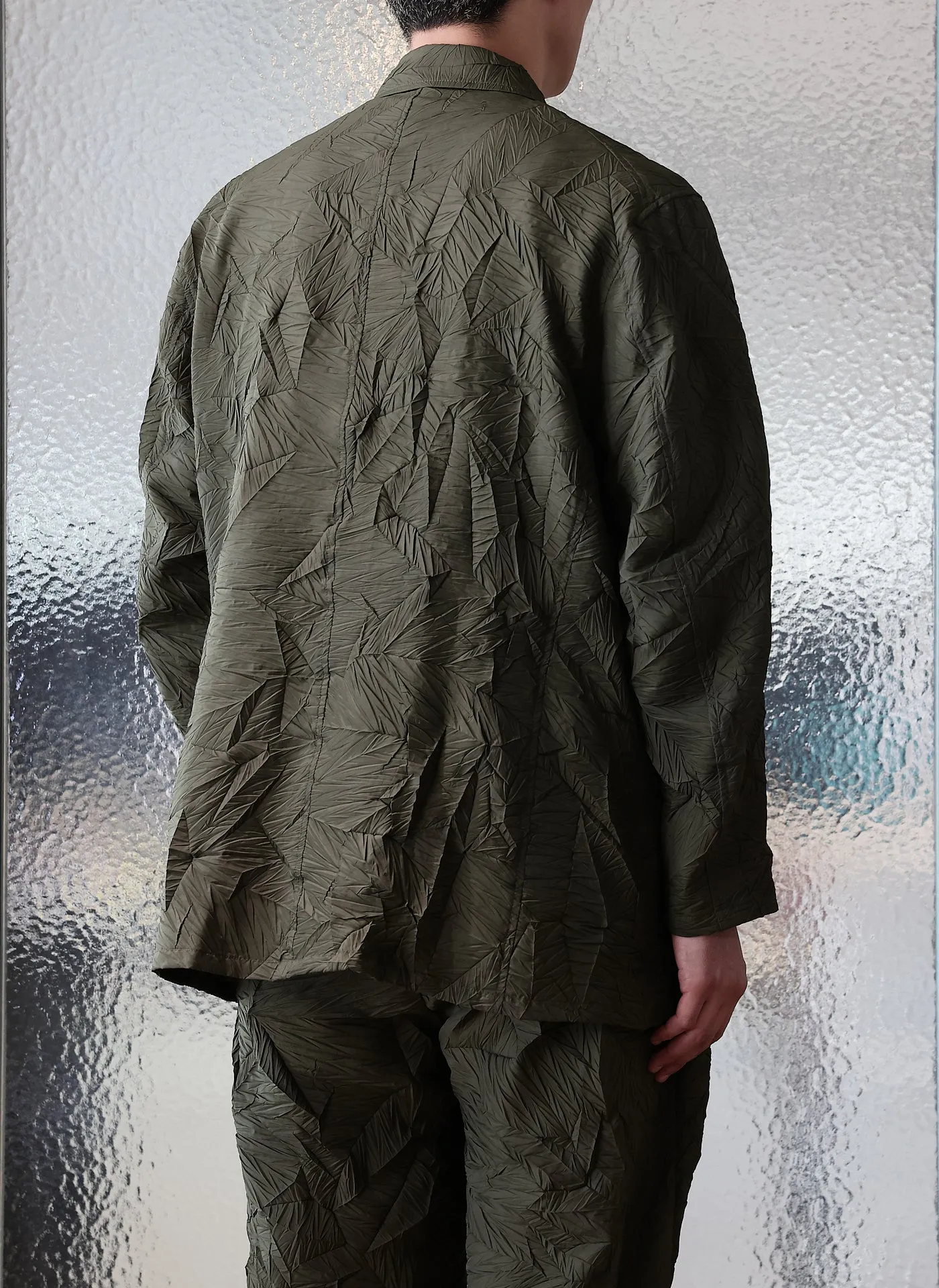 Distort Pleats Polyester Soft Single Breasted Blazer