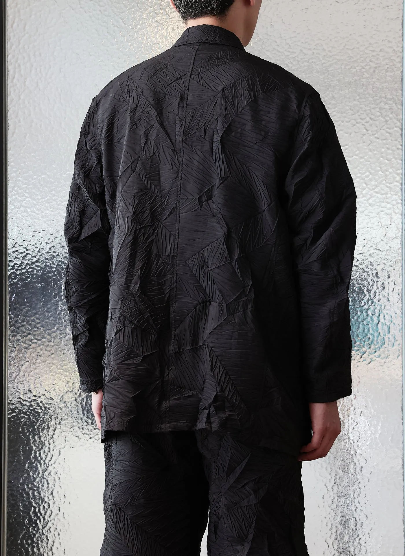 Distort Pleats Polyester Soft Single Breasted Blazer