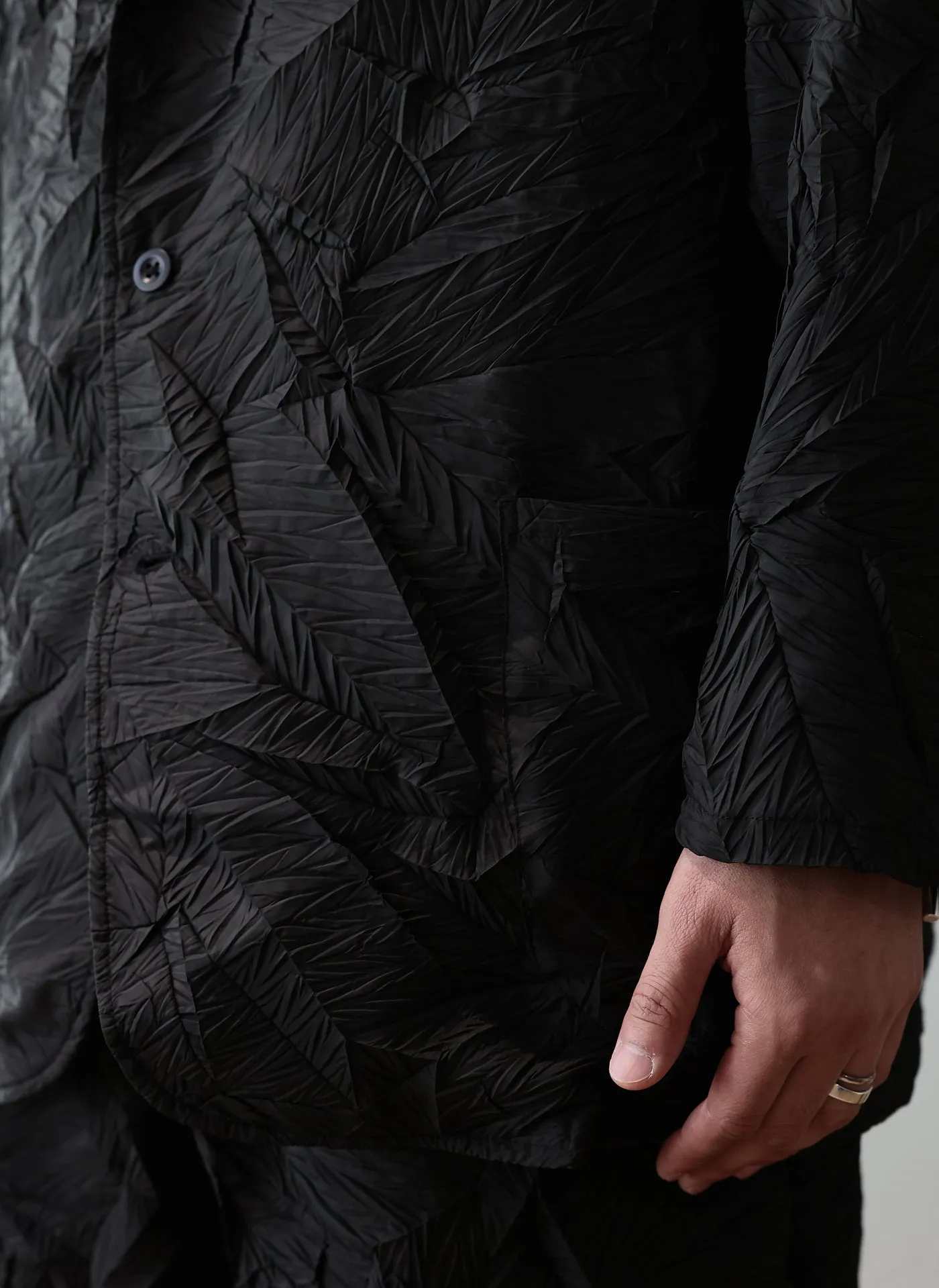 Distort Pleats Polyester Soft Single Breasted Blazer