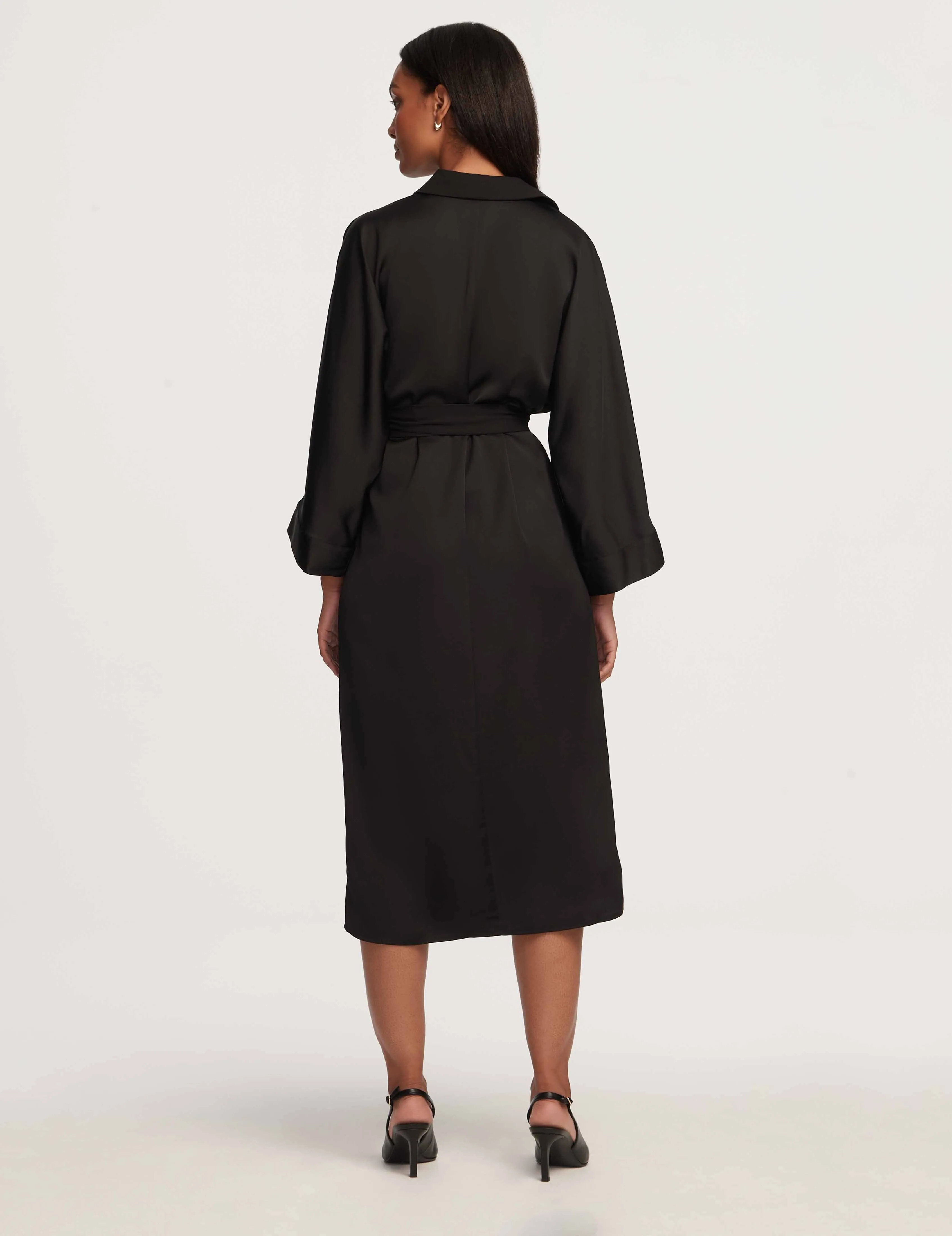 Dolman Sleeve Elastic Waist Shirt Dress- Sale