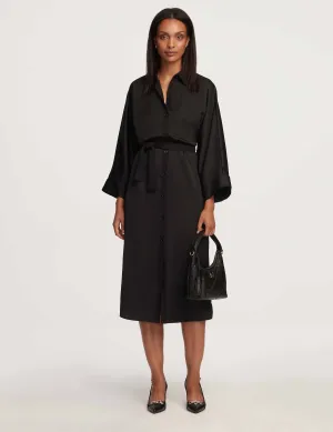 Dolman Sleeve Elastic Waist Shirt Dress- Sale
