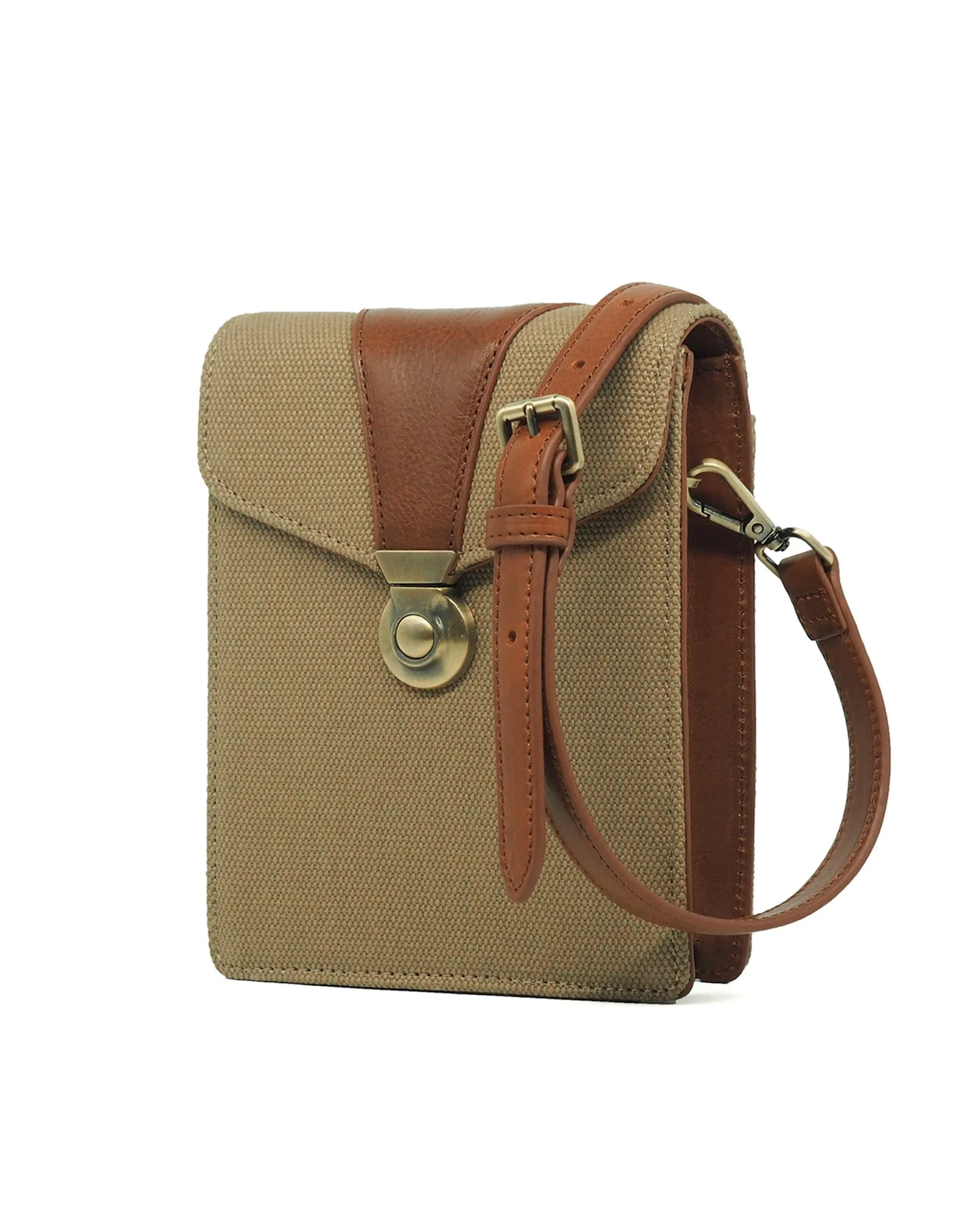 Explorer Canvas Crossbody (Olive Green/ Cognac)