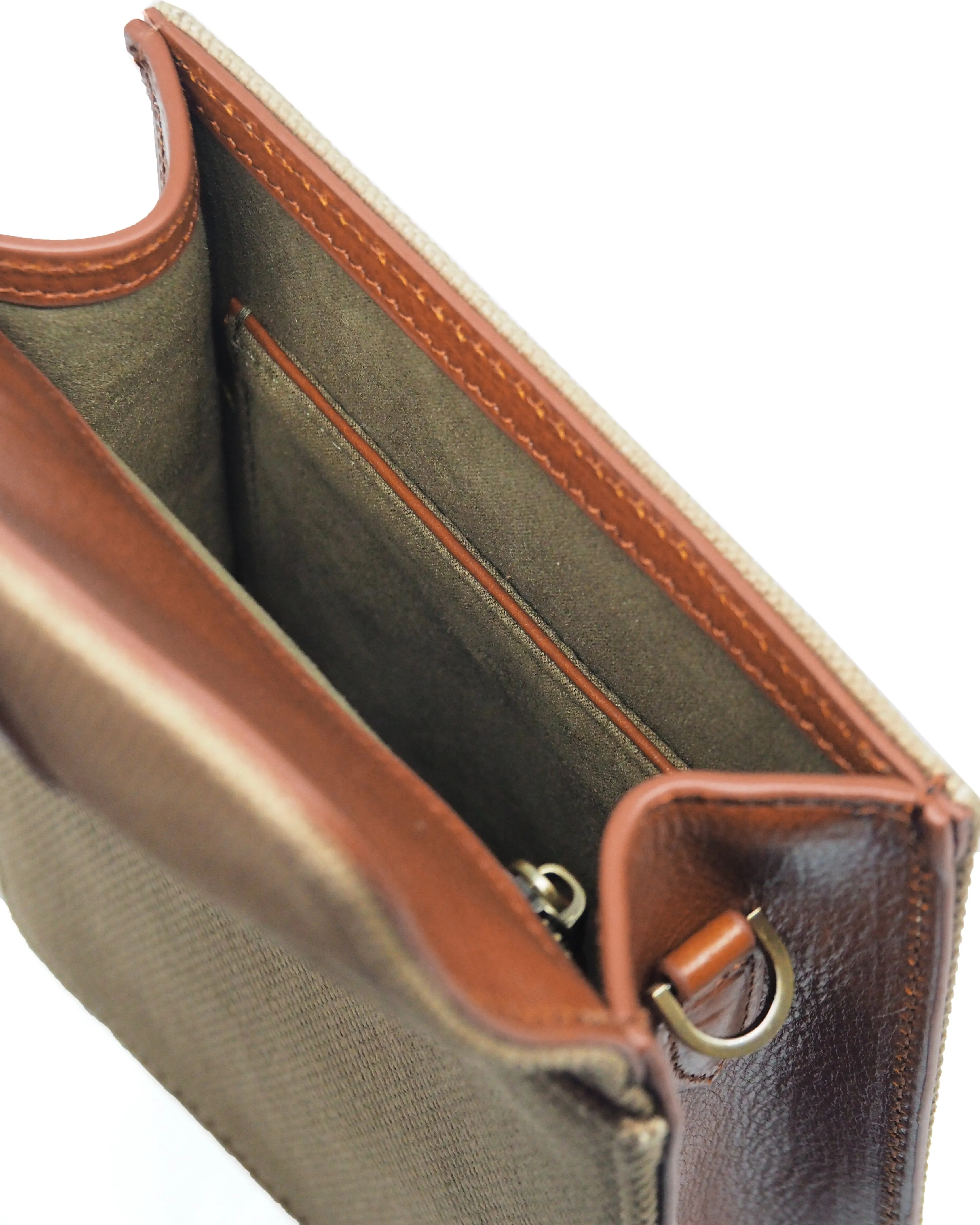 Explorer Canvas Crossbody (Olive Green/ Cognac)