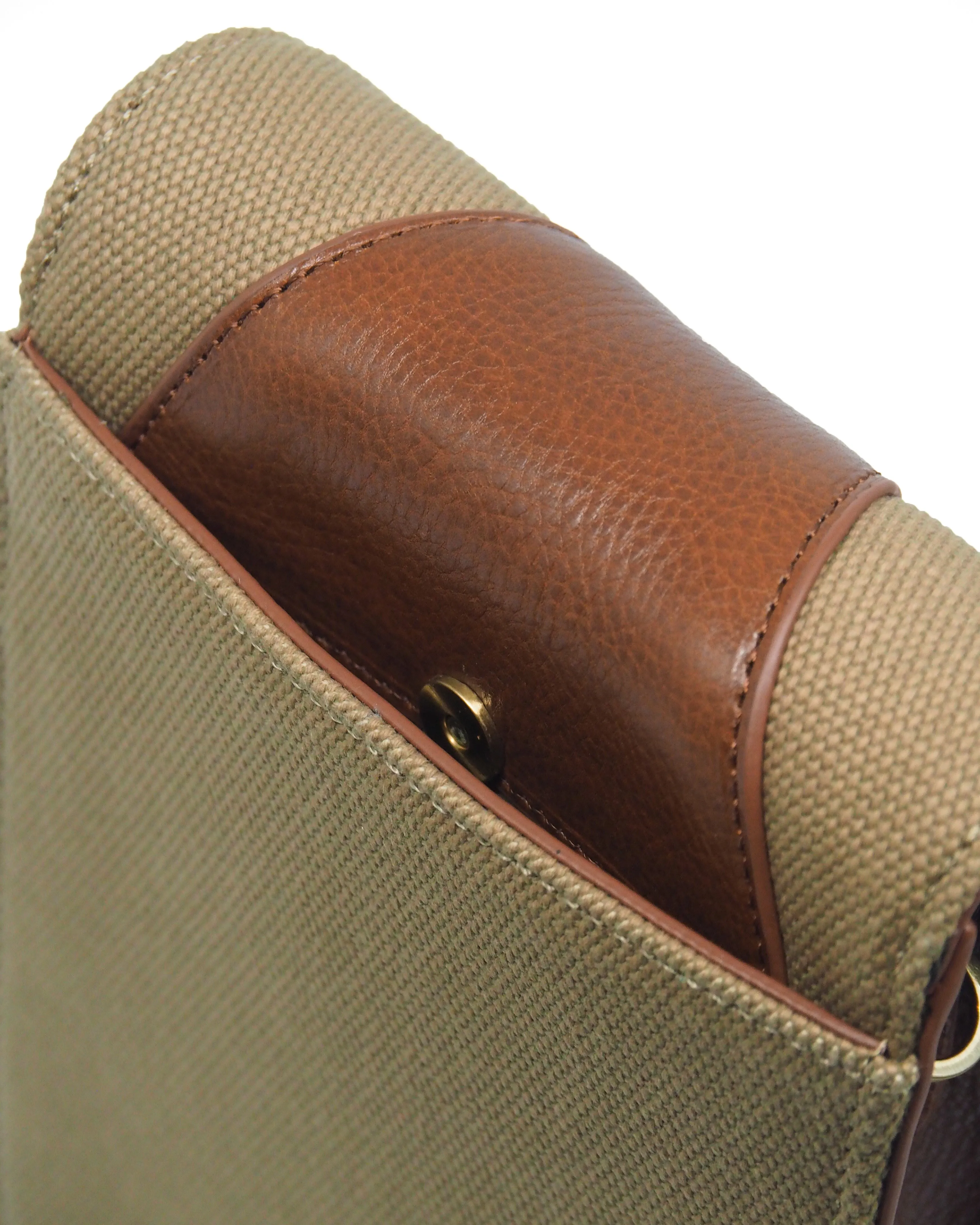 Explorer Canvas Crossbody (Olive Green/ Cognac)