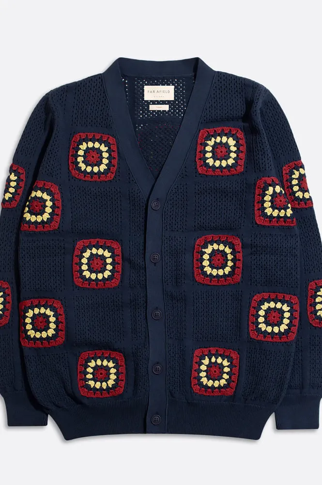 Far Afield Navy Iris Crochet Cardigan