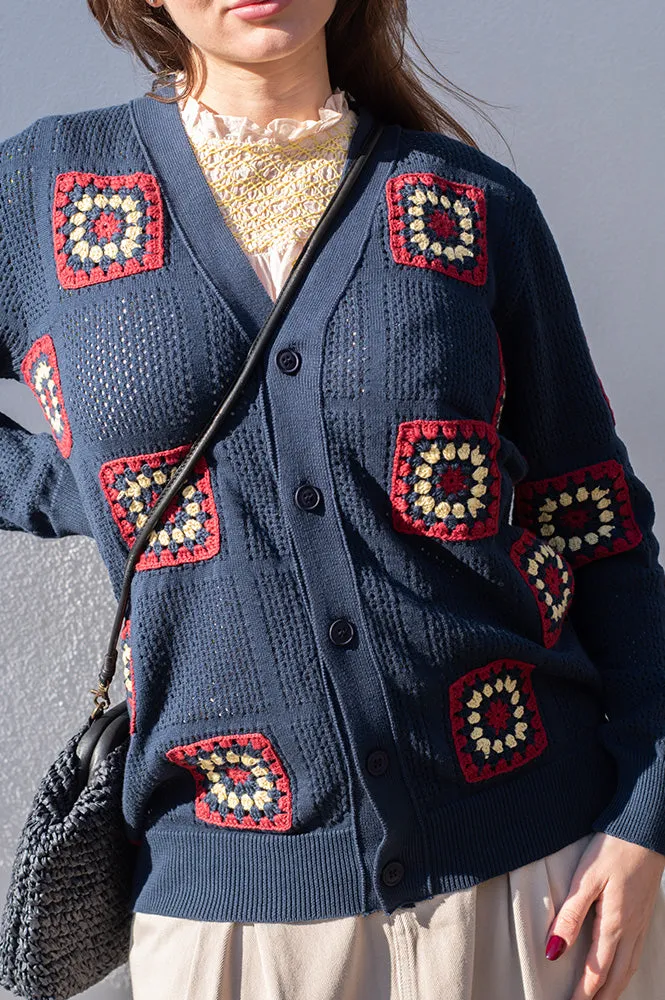 Far Afield Navy Iris Crochet Cardigan