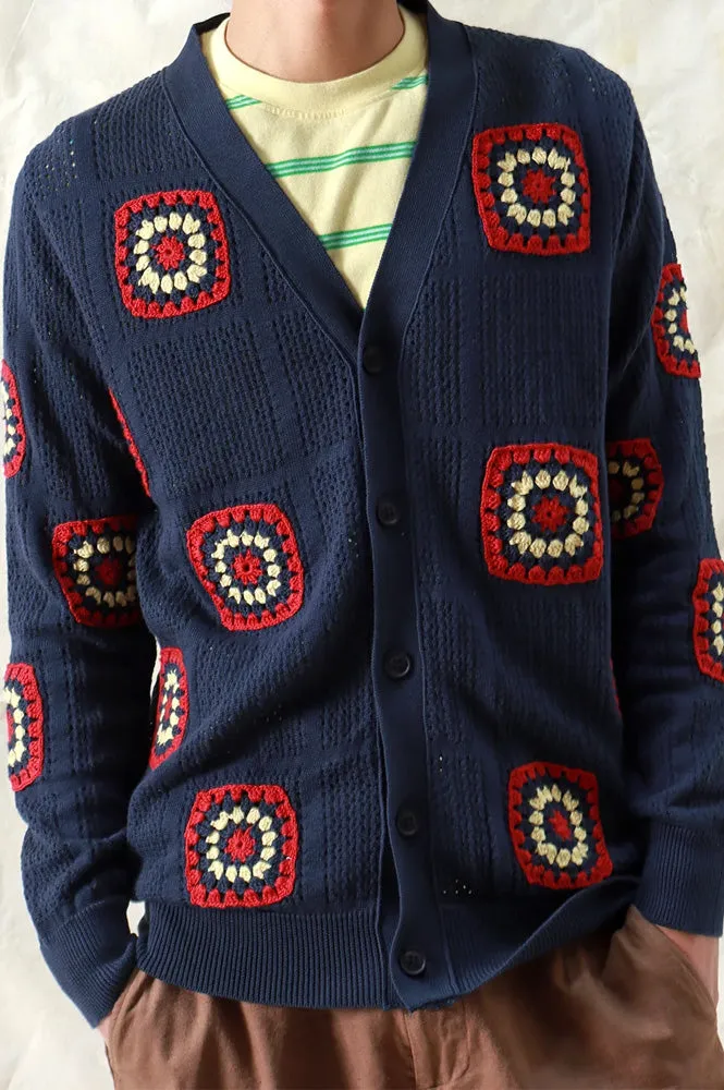 Far Afield Navy Iris Crochet Cardigan