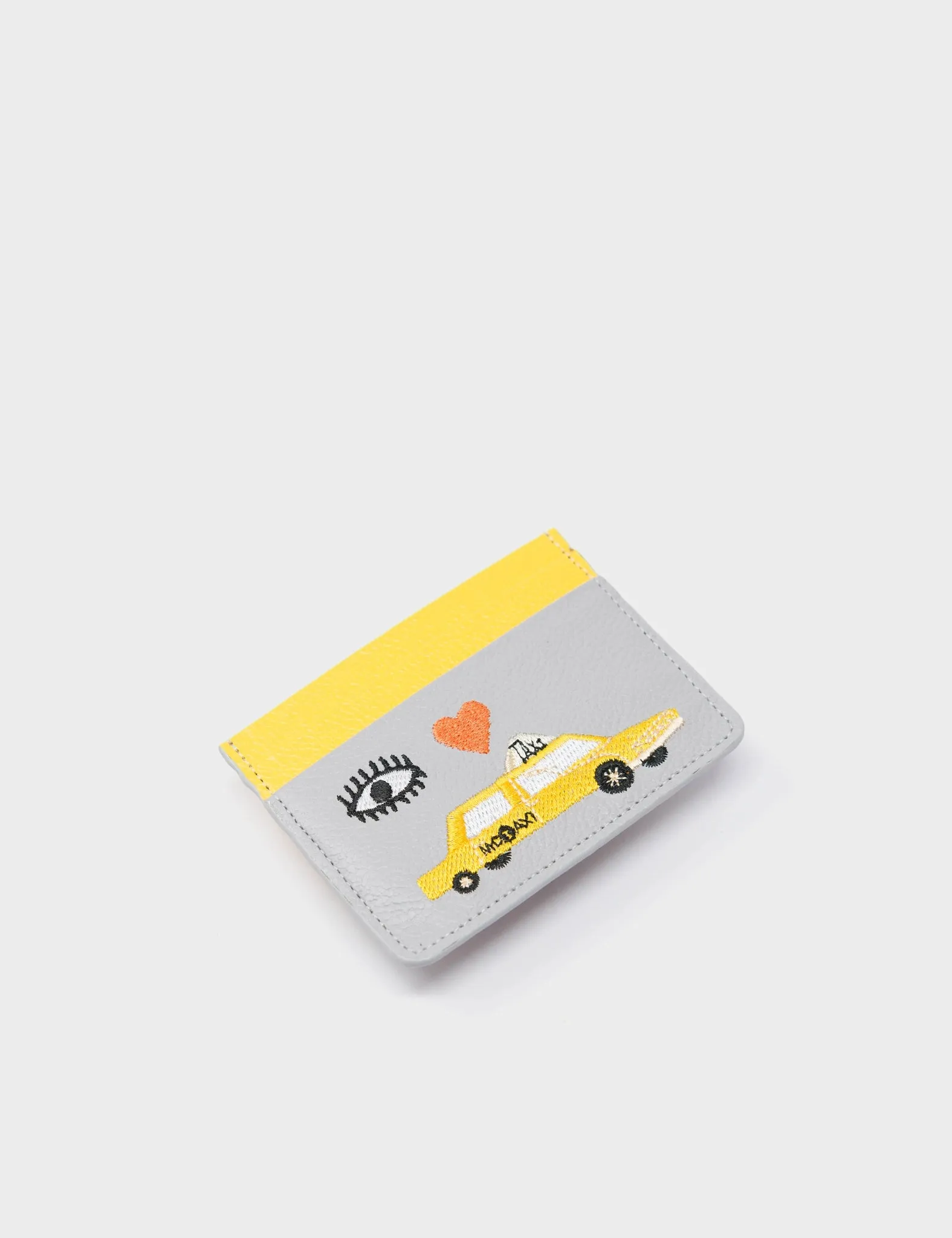 Filium Moonwalk Gray Leather Cardholder - Eye Love New York Embroidery