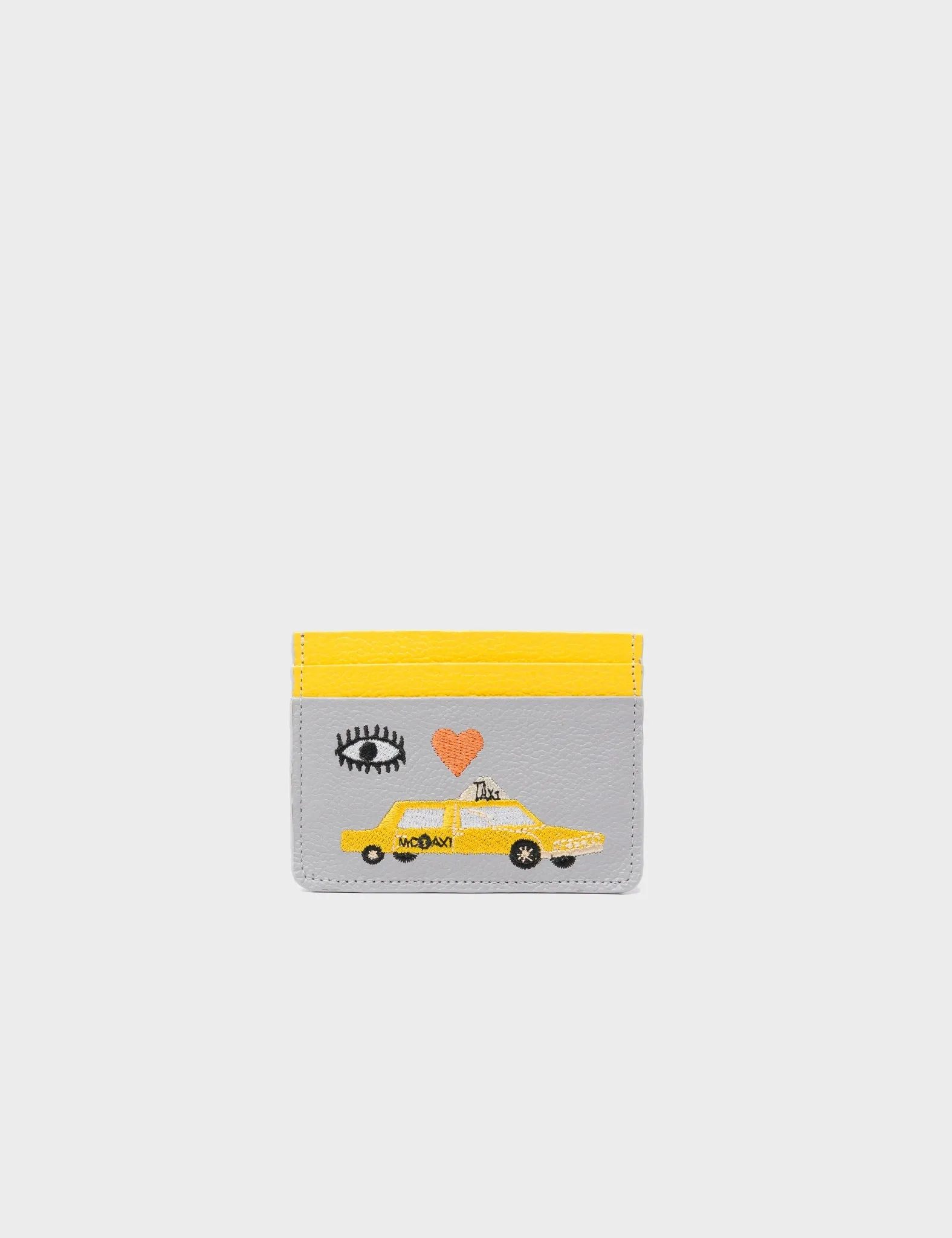 Filium Moonwalk Gray Leather Cardholder - Eye Love New York Embroidery
