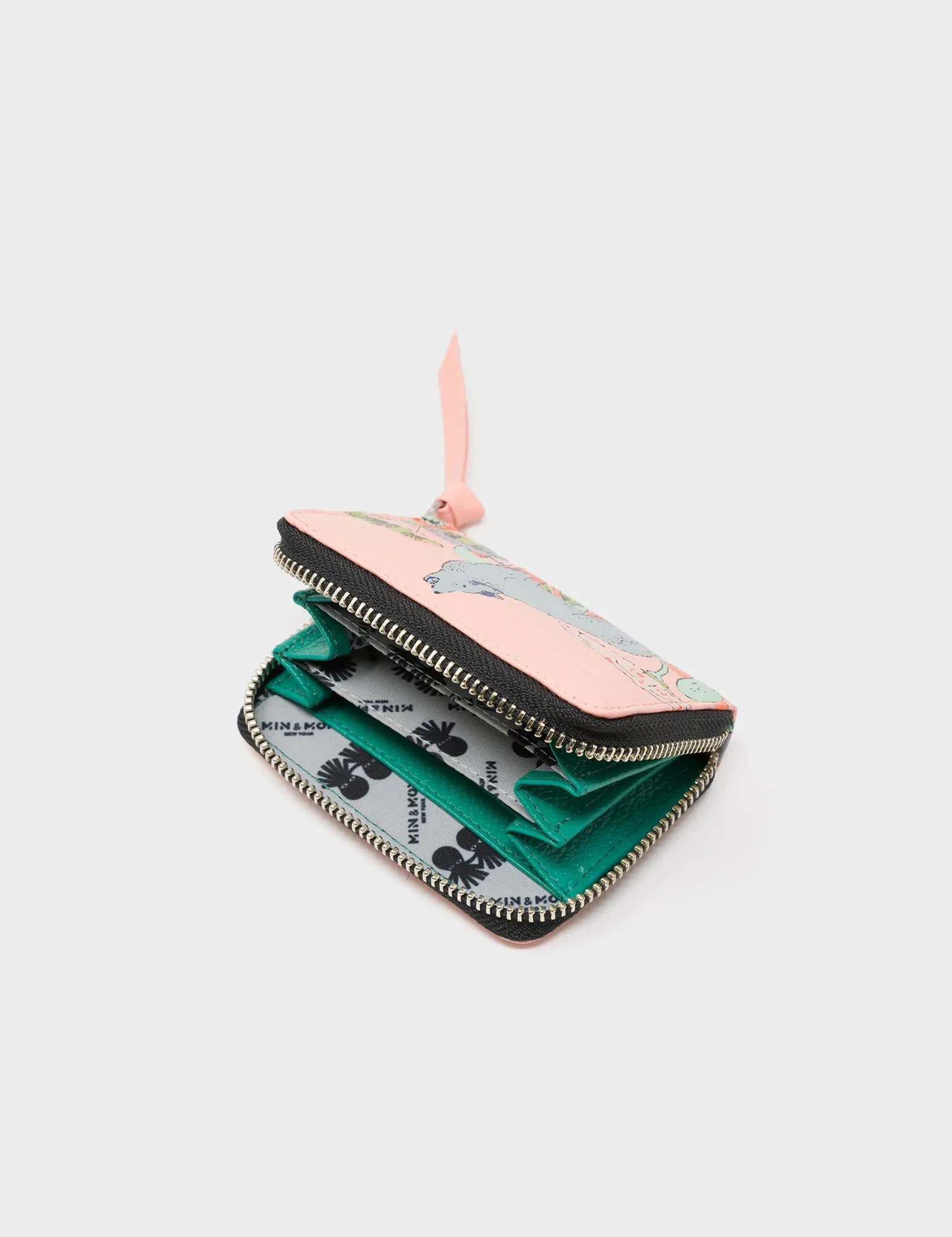 Frodo Rosa Quartz Leather Zip Around Wallet - Woodlands Print