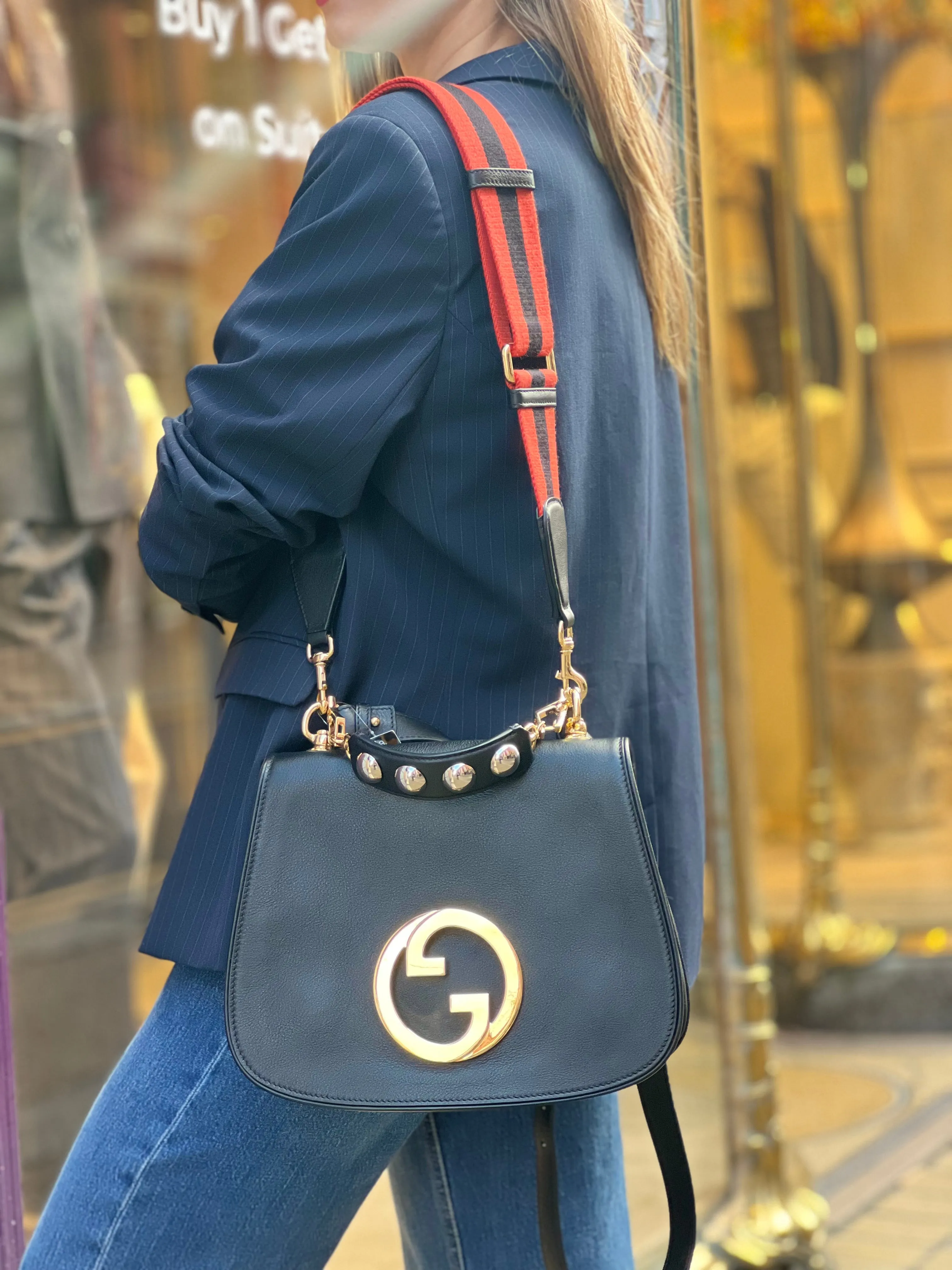 Gucci Black Leather Medium Blondie Crossbody