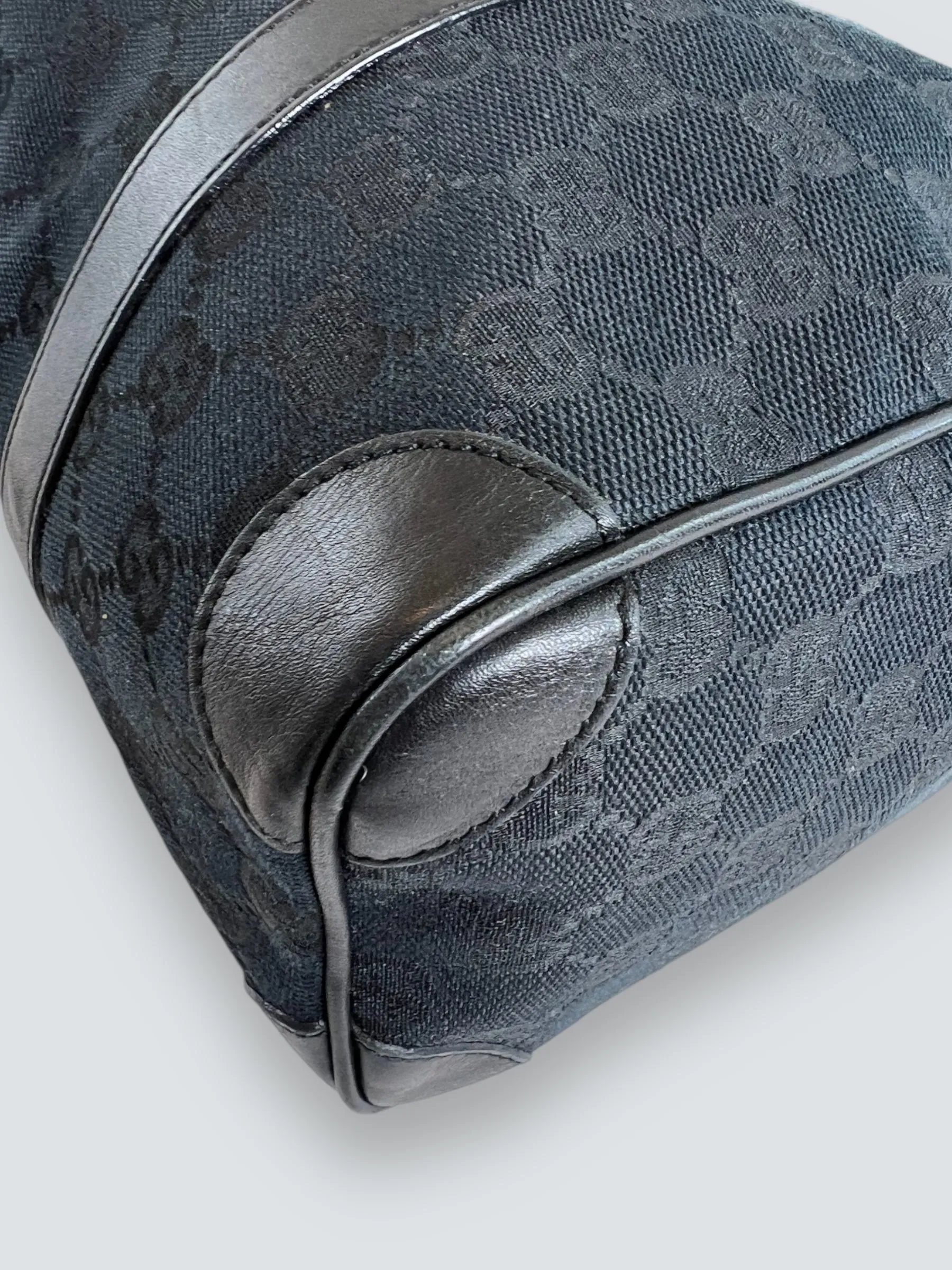 Gucci Black Monogram Canvas & Leather Tote