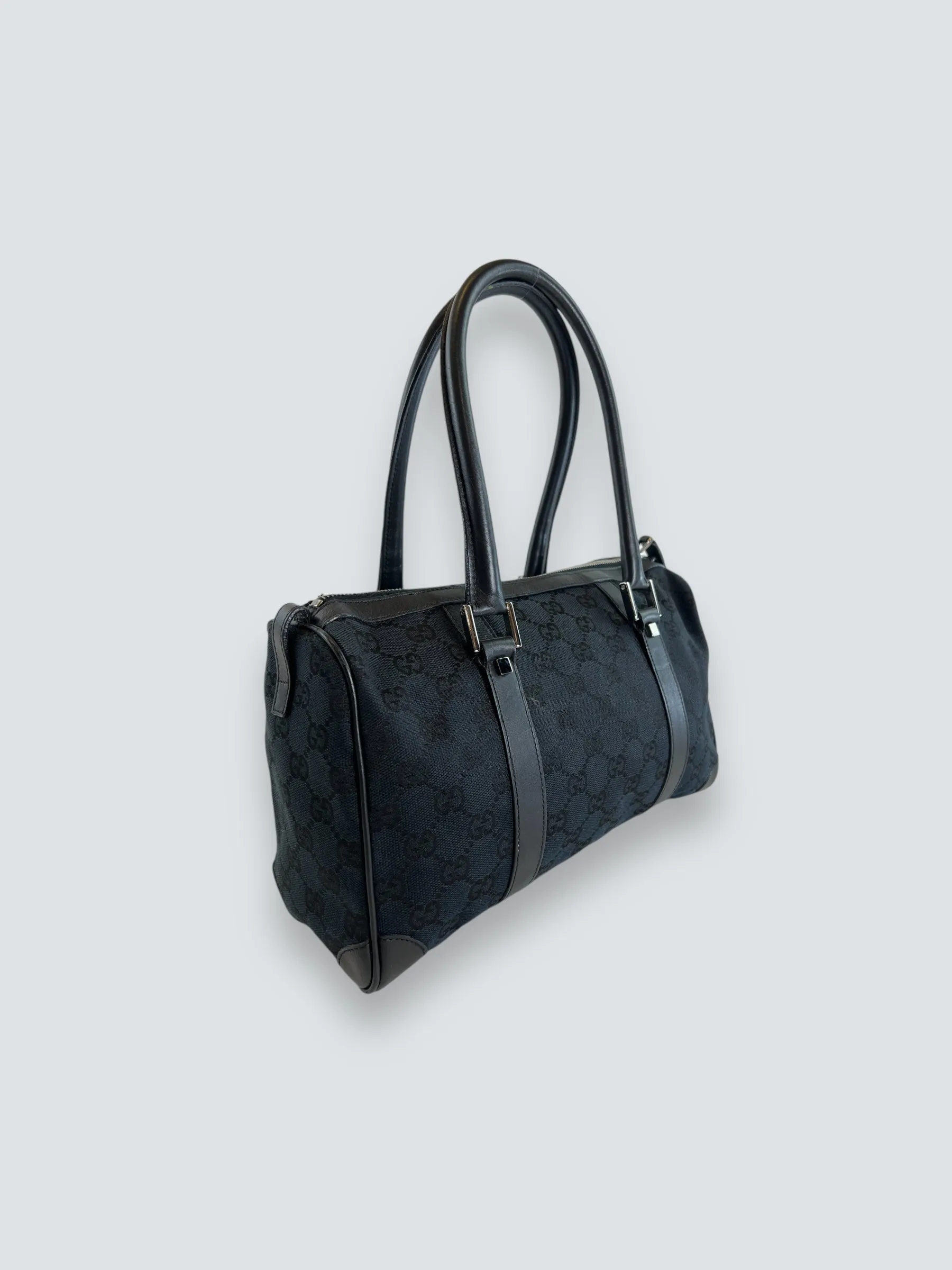 Gucci Black Monogram Canvas & Leather Tote