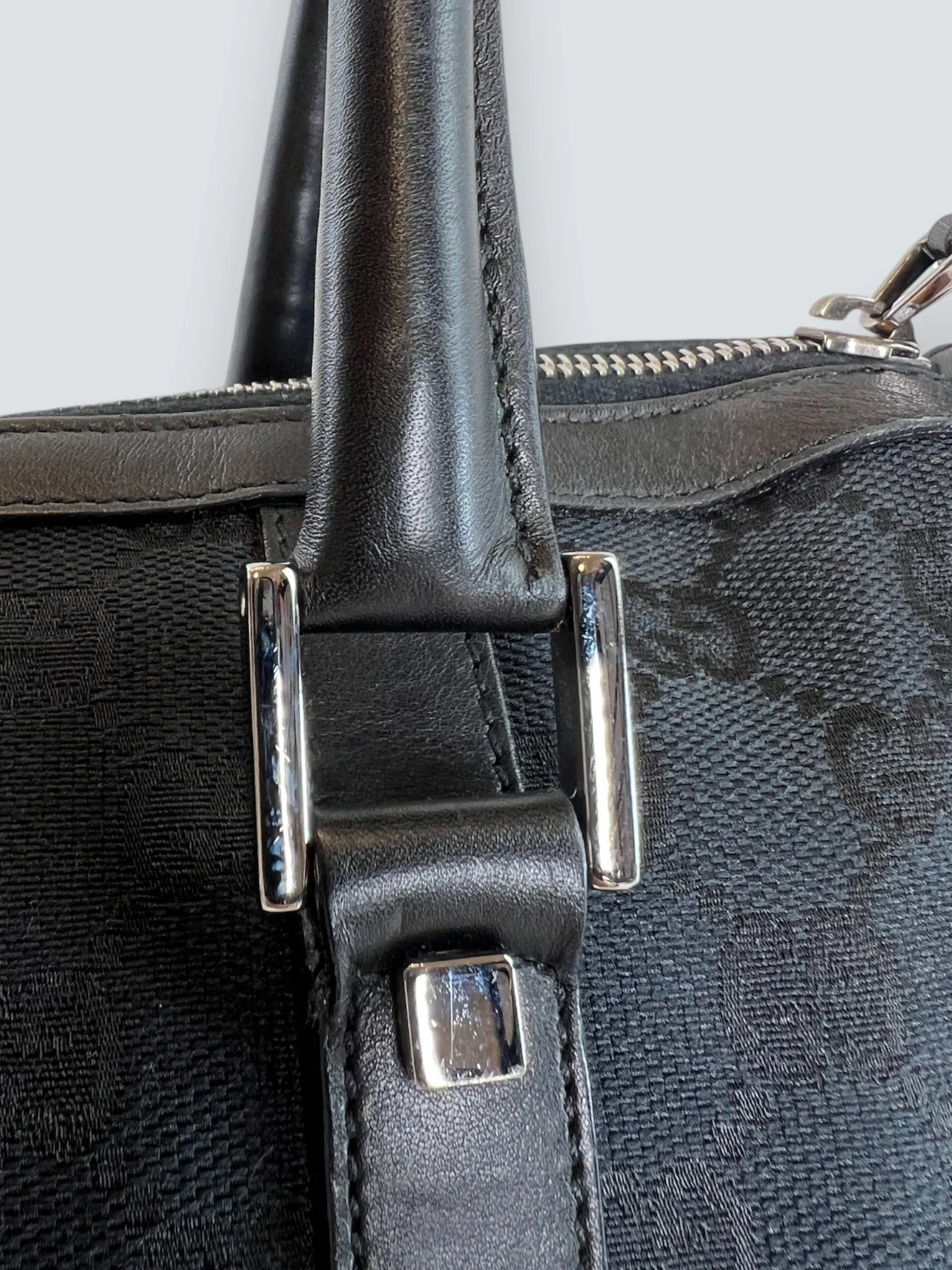 Gucci Black Monogram Canvas & Leather Tote