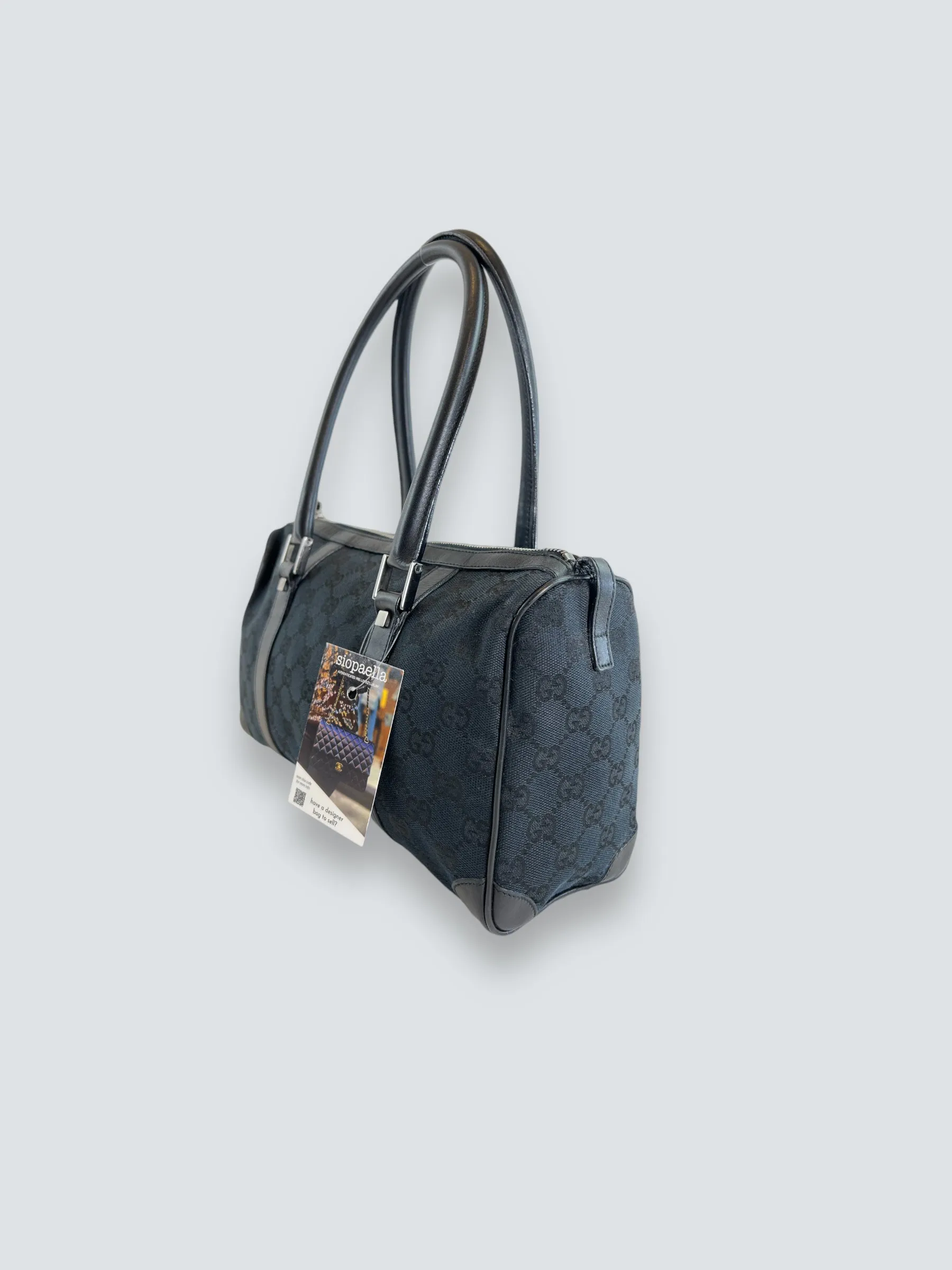 Gucci Black Monogram Canvas & Leather Tote
