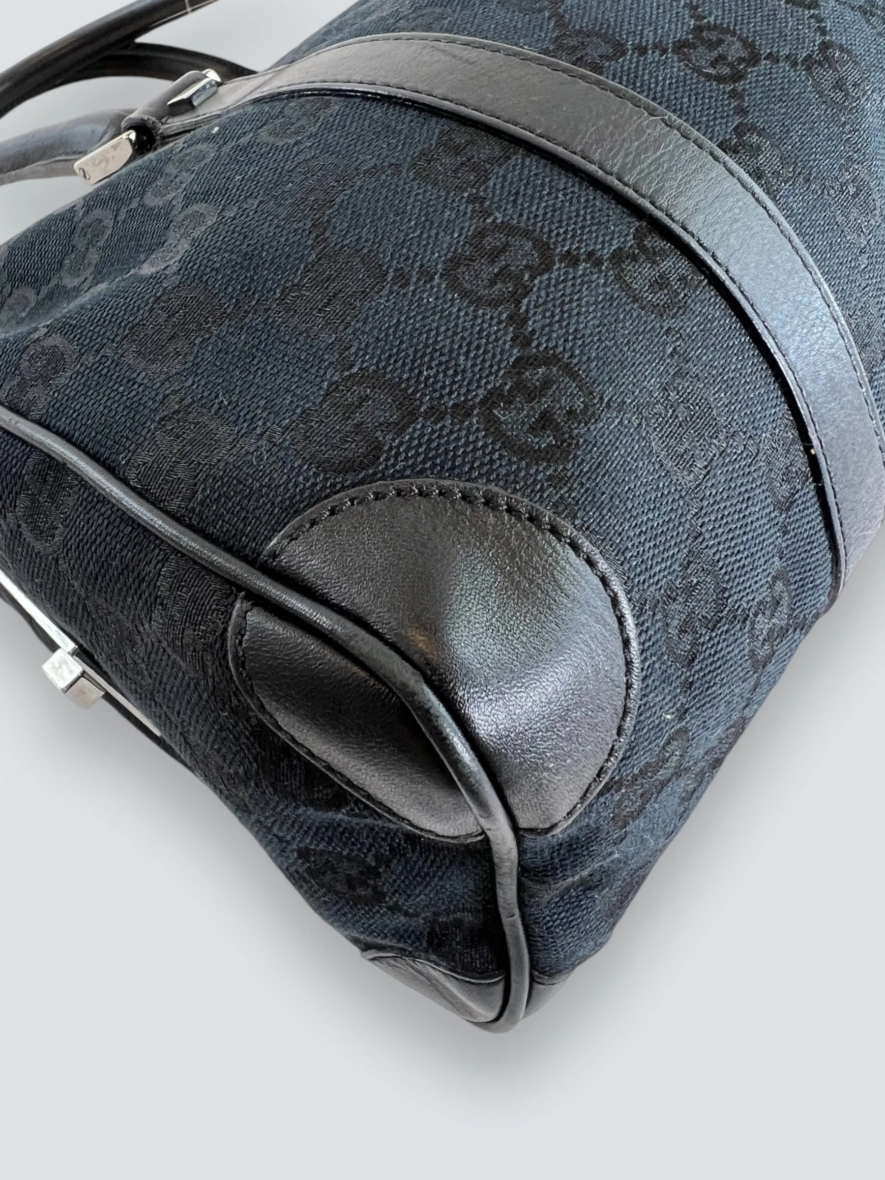 Gucci Black Monogram Canvas & Leather Tote