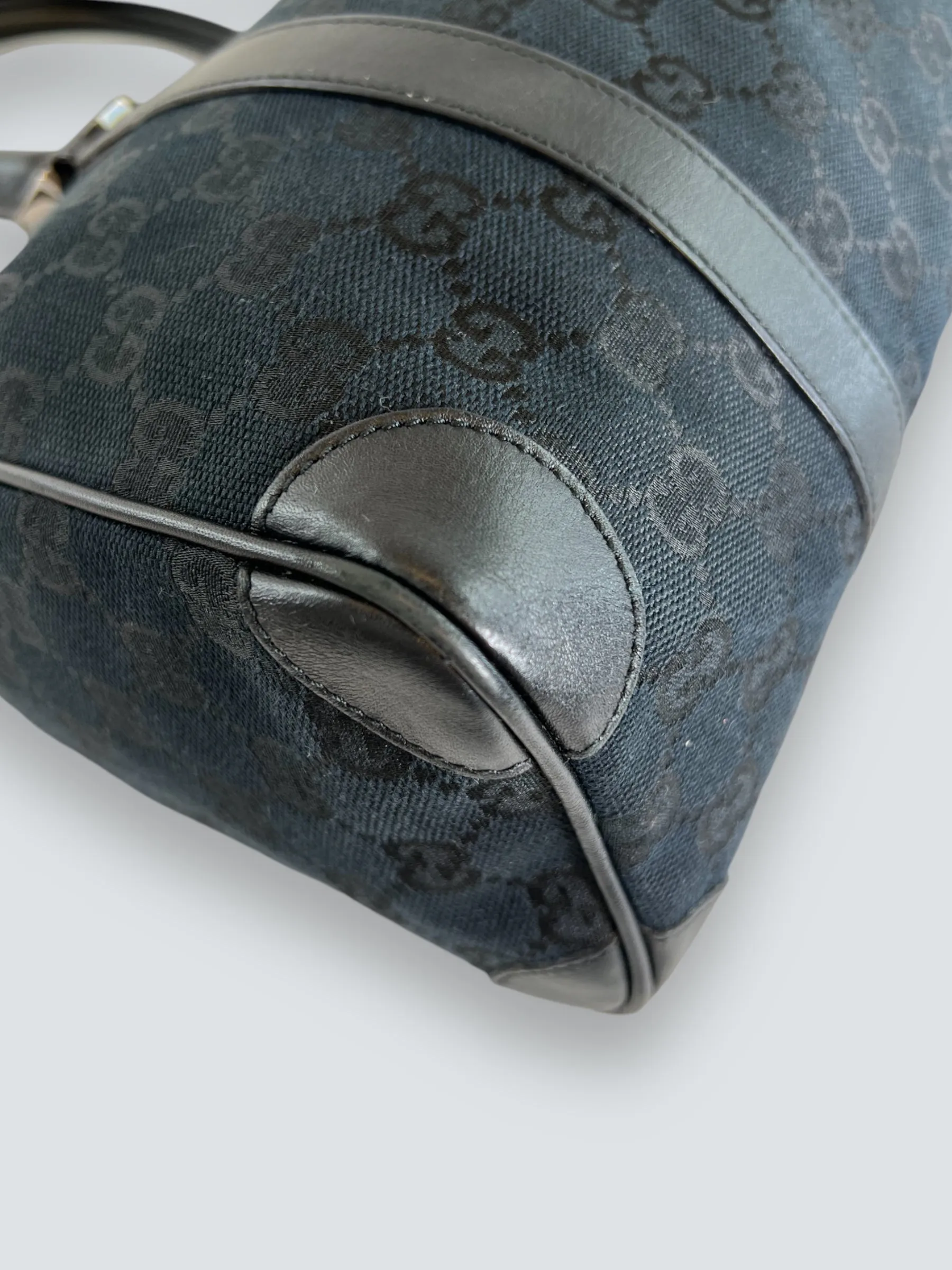 Gucci Black Monogram Canvas & Leather Tote