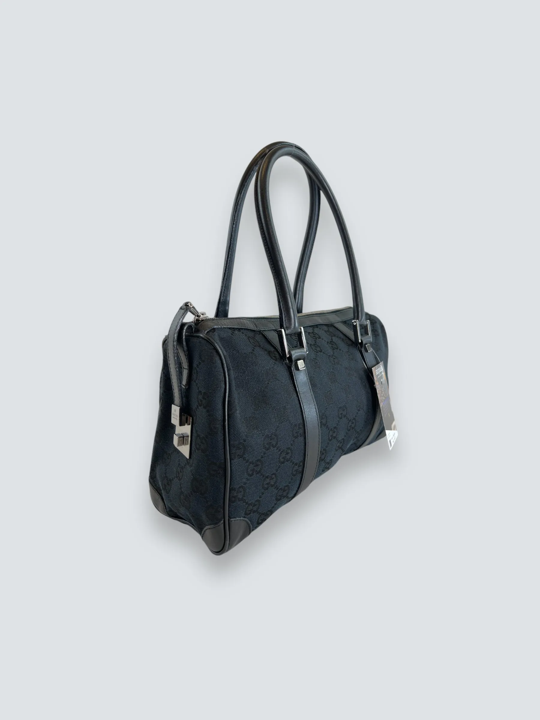 Gucci Black Monogram Canvas & Leather Tote