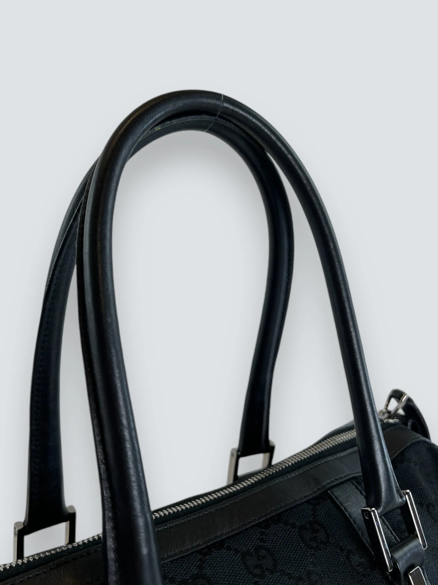 Gucci Black Monogram Canvas & Leather Tote