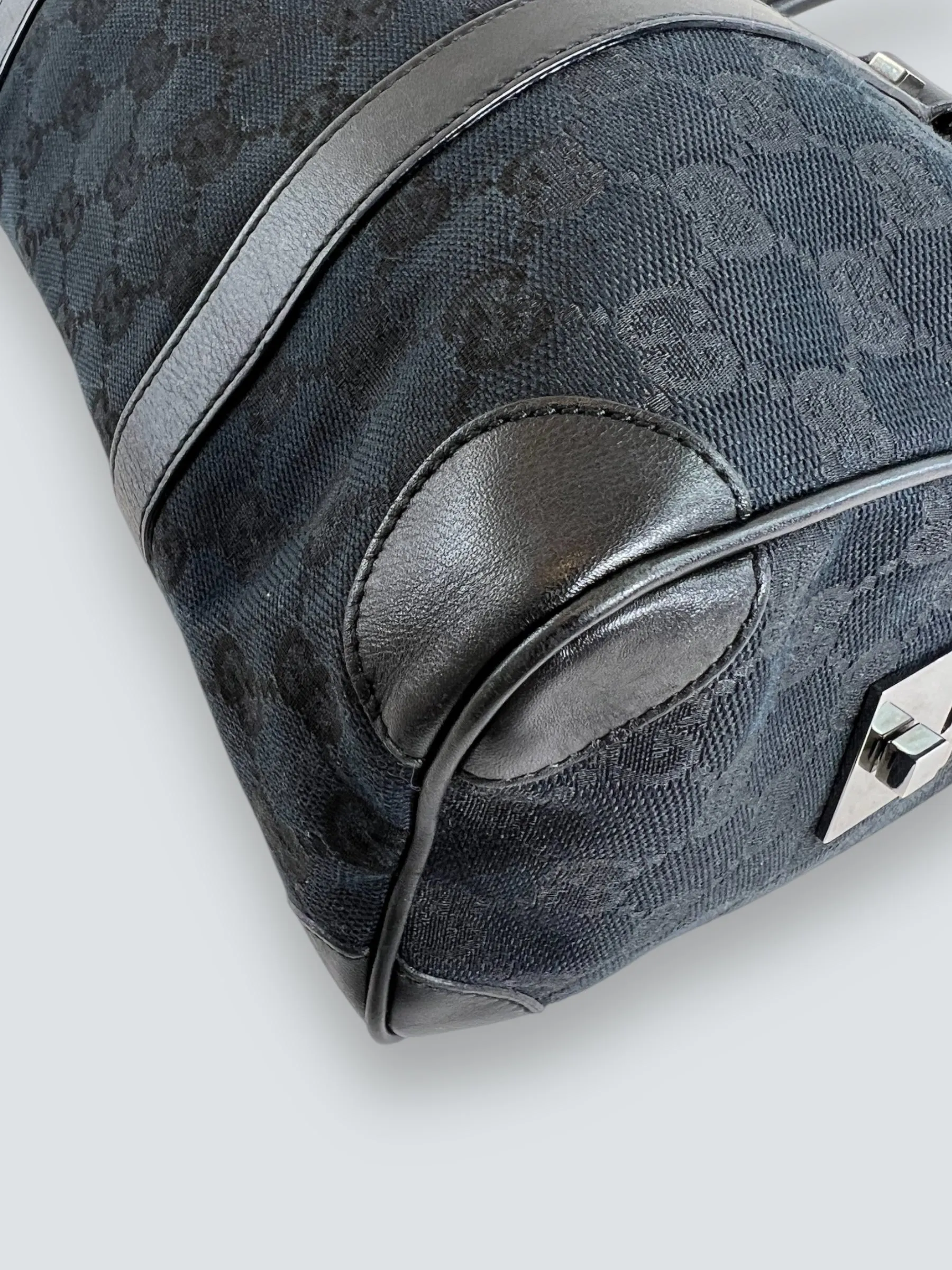 Gucci Black Monogram Canvas & Leather Tote