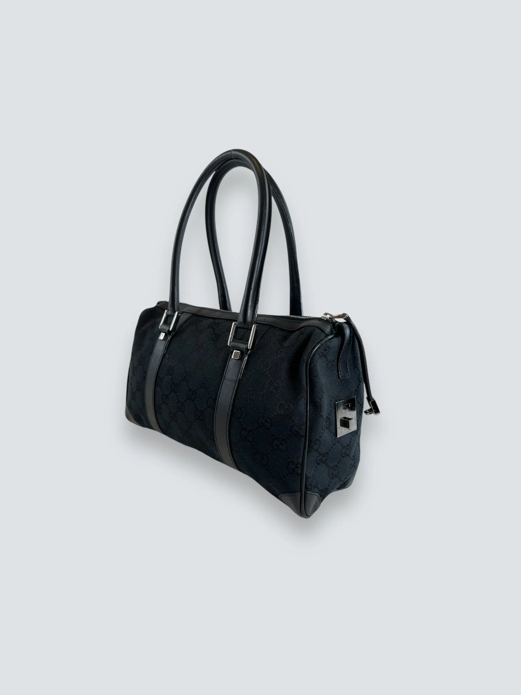 Gucci Black Monogram Canvas & Leather Tote
