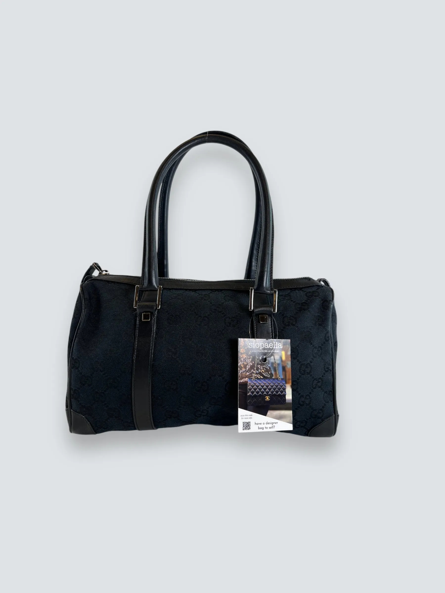 Gucci Black Monogram Canvas & Leather Tote