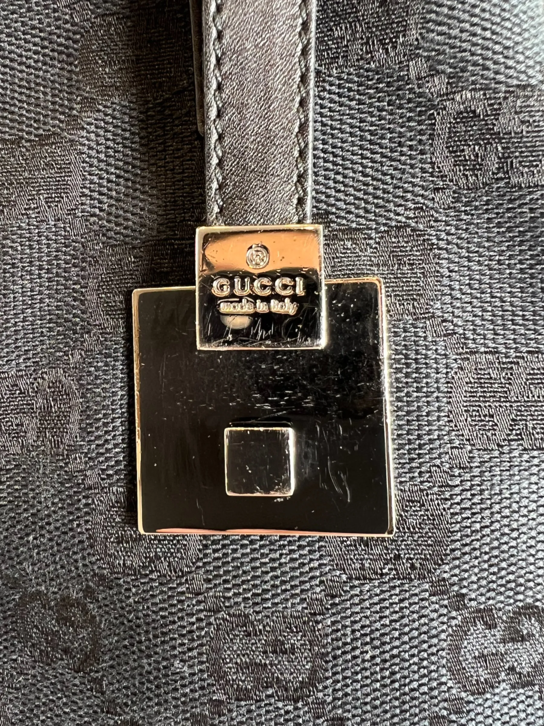 Gucci Black Monogram Canvas & Leather Tote