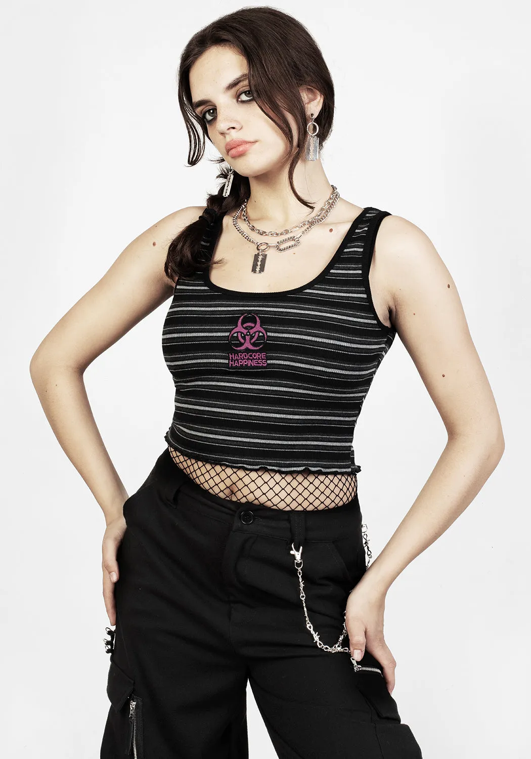 Hardcore Stripe Crop Vest