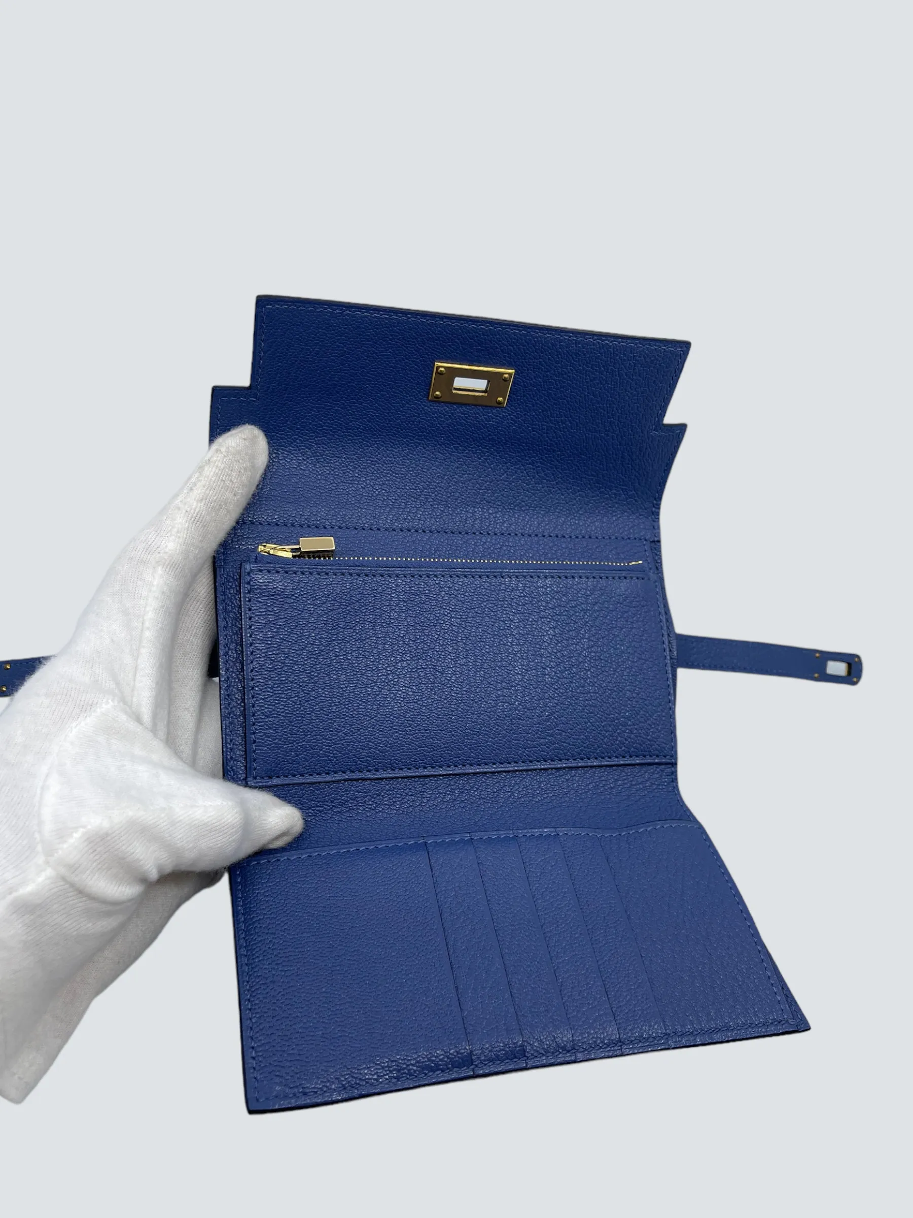 Hermès Blue Mysore Leather Kelly Wallet