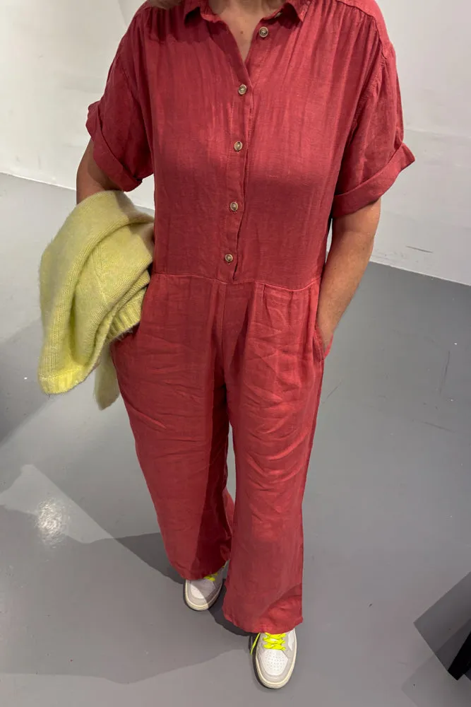 Indi & Cold Sandia Pink Jumpsuit