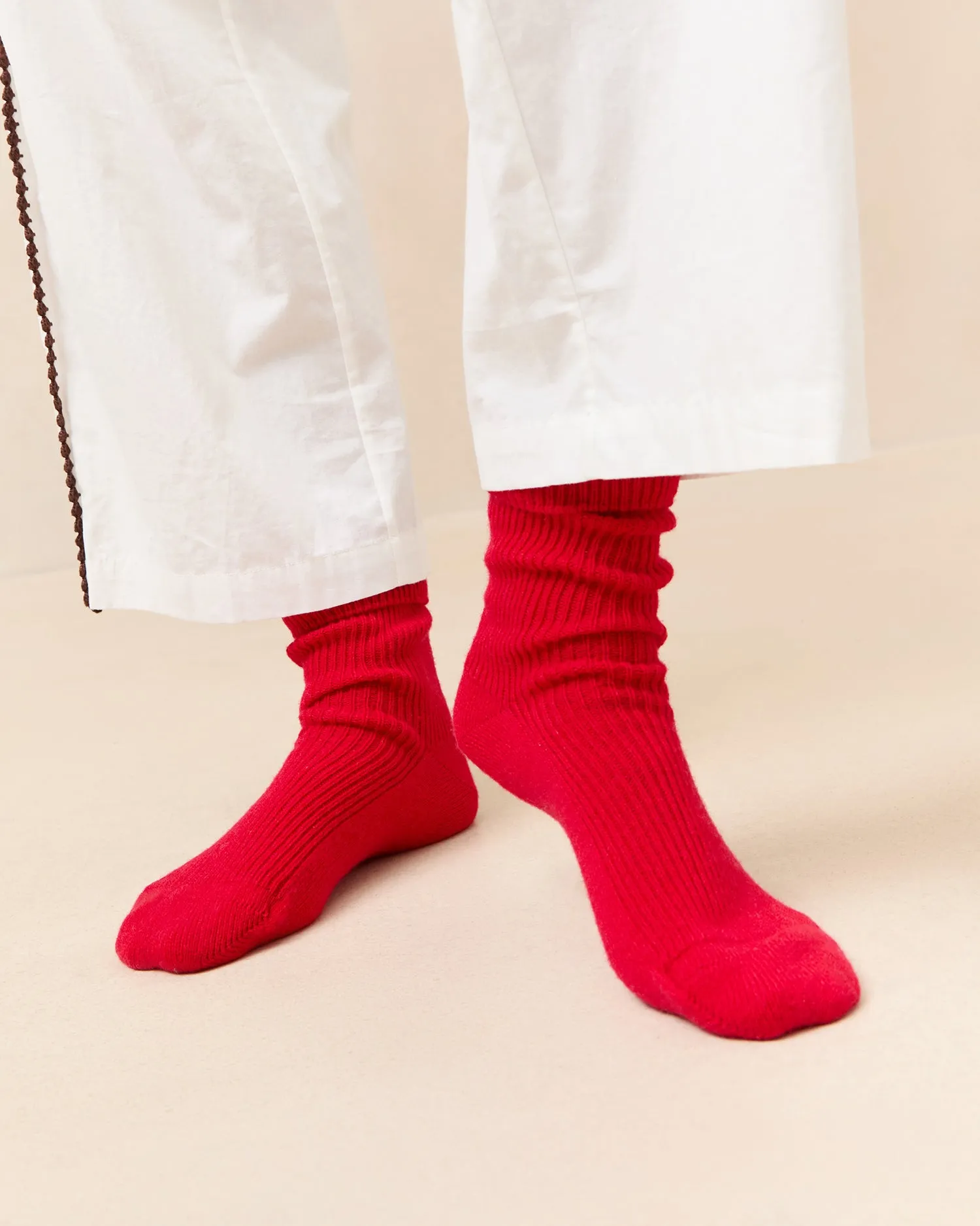 Irene Red Cashmere Socks