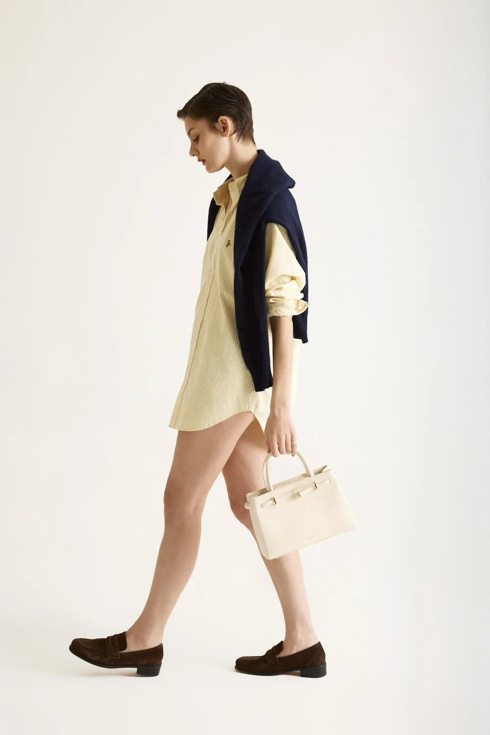Ivory Leather Book Tote Bag 25